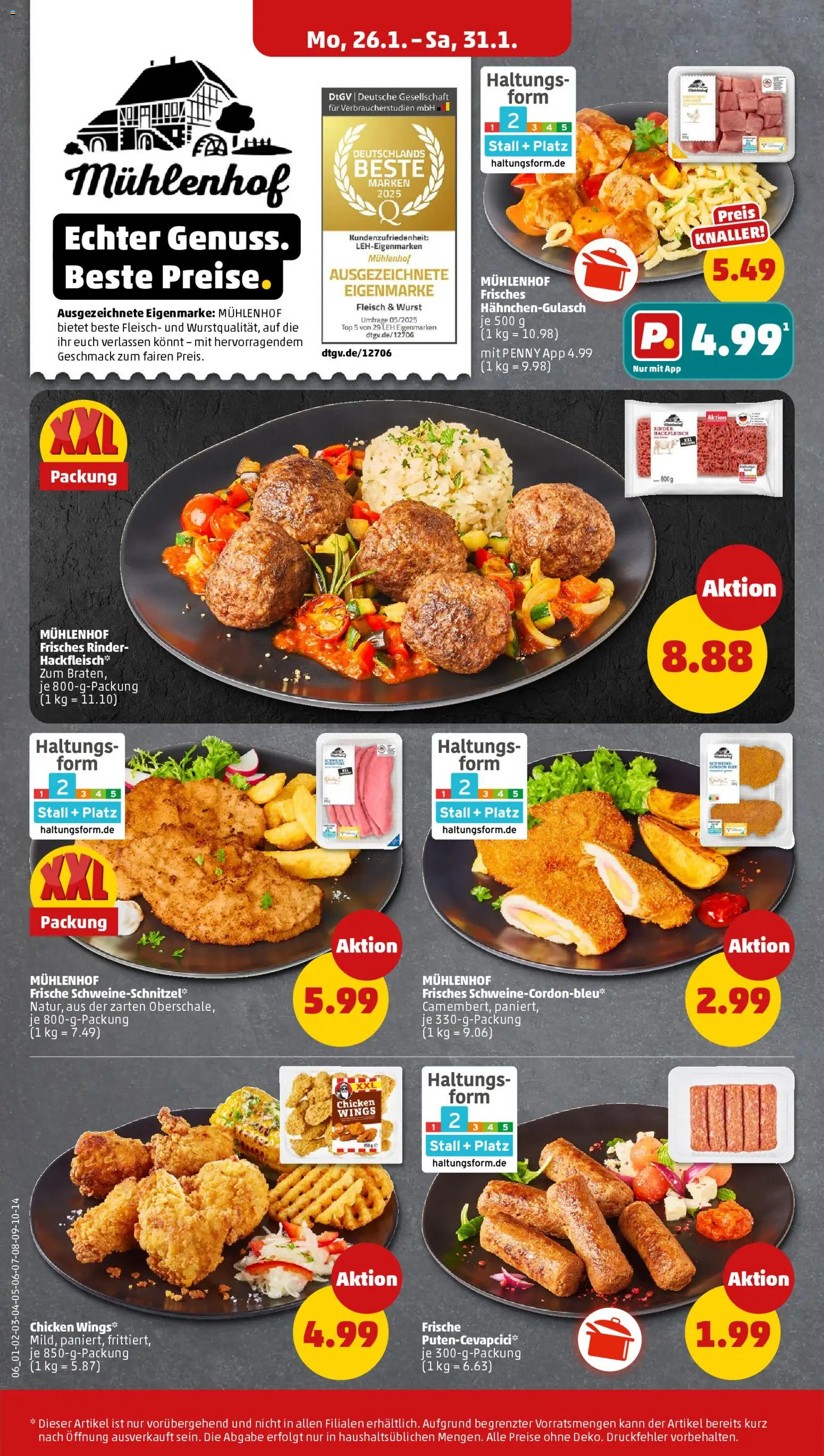 Penny Prospekt 	 – gültig ab 26.01.2026 | Seite: 8 | Produkte: Top, Wurst, Fleisch, Hackfleisch