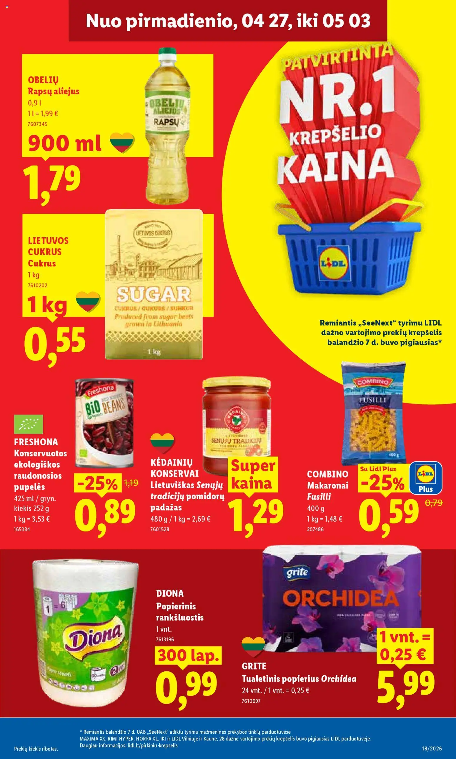 LIDL akcijos nuo 27.04.2026 | Puslapis: 17 | Prekių: Rankšluostis, Pupelės, Krepšelis, Padažas