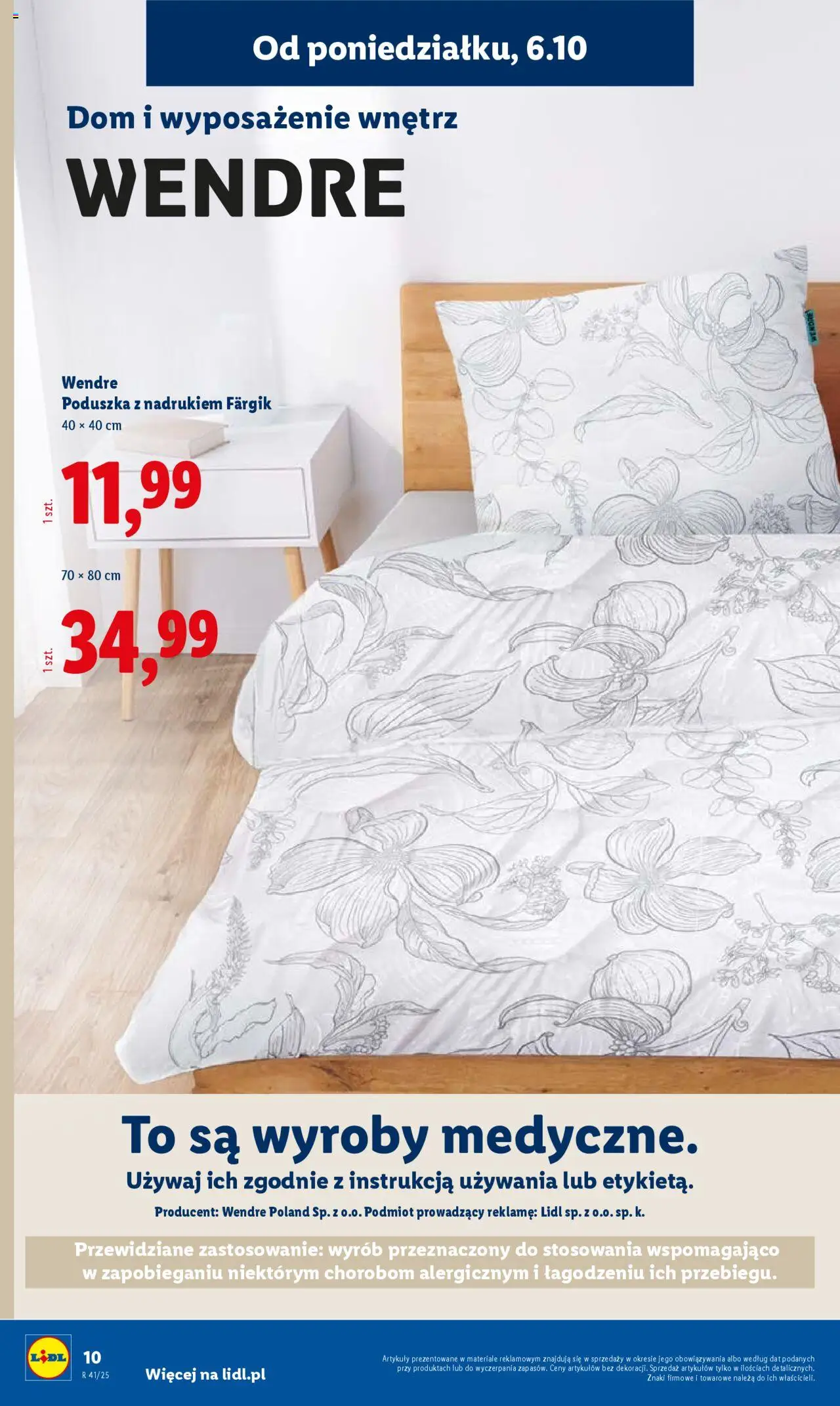 Lidl Katalog od 06.10.2025 | Strona: 10 | Produkty: Poduszka