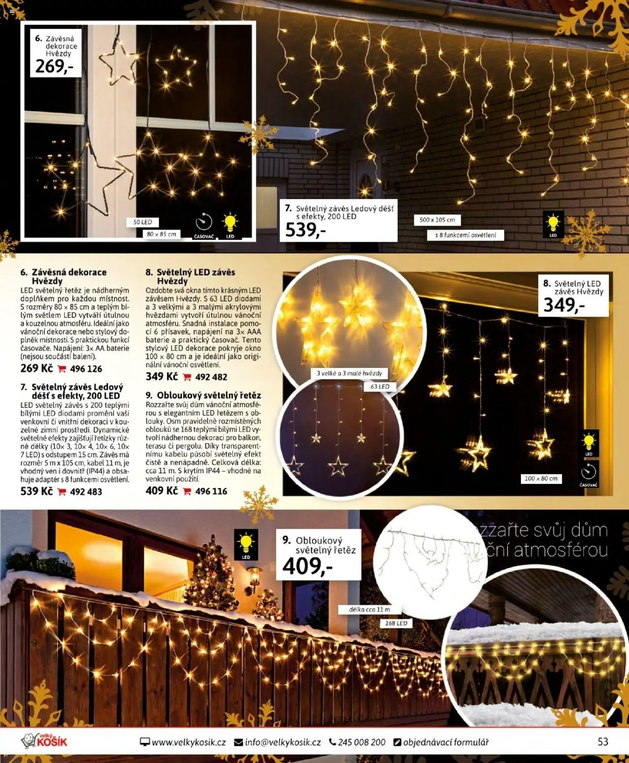 Velký Košík katalog říjen od 01.10.2025 | Strana: 53 | Produkty: Světelný řetěz, Časovač, LED, Dekorace