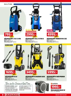 Bauhaus erbjudanden - Förhandsvisning av reklamblad från butik Bauhaus aktuell från 01.04.2026 | Sida: 8 | Produkter: Rollup, Högtryckstvätt, Rengöringsmedel