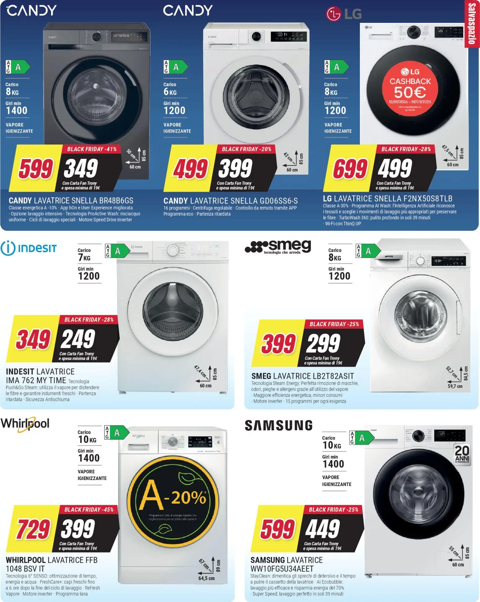 Volantino Trony del 19.03.2026 | Pagina: 28 | Prodotti: Centrifuga, Acqua, Lavatrice, Samsung