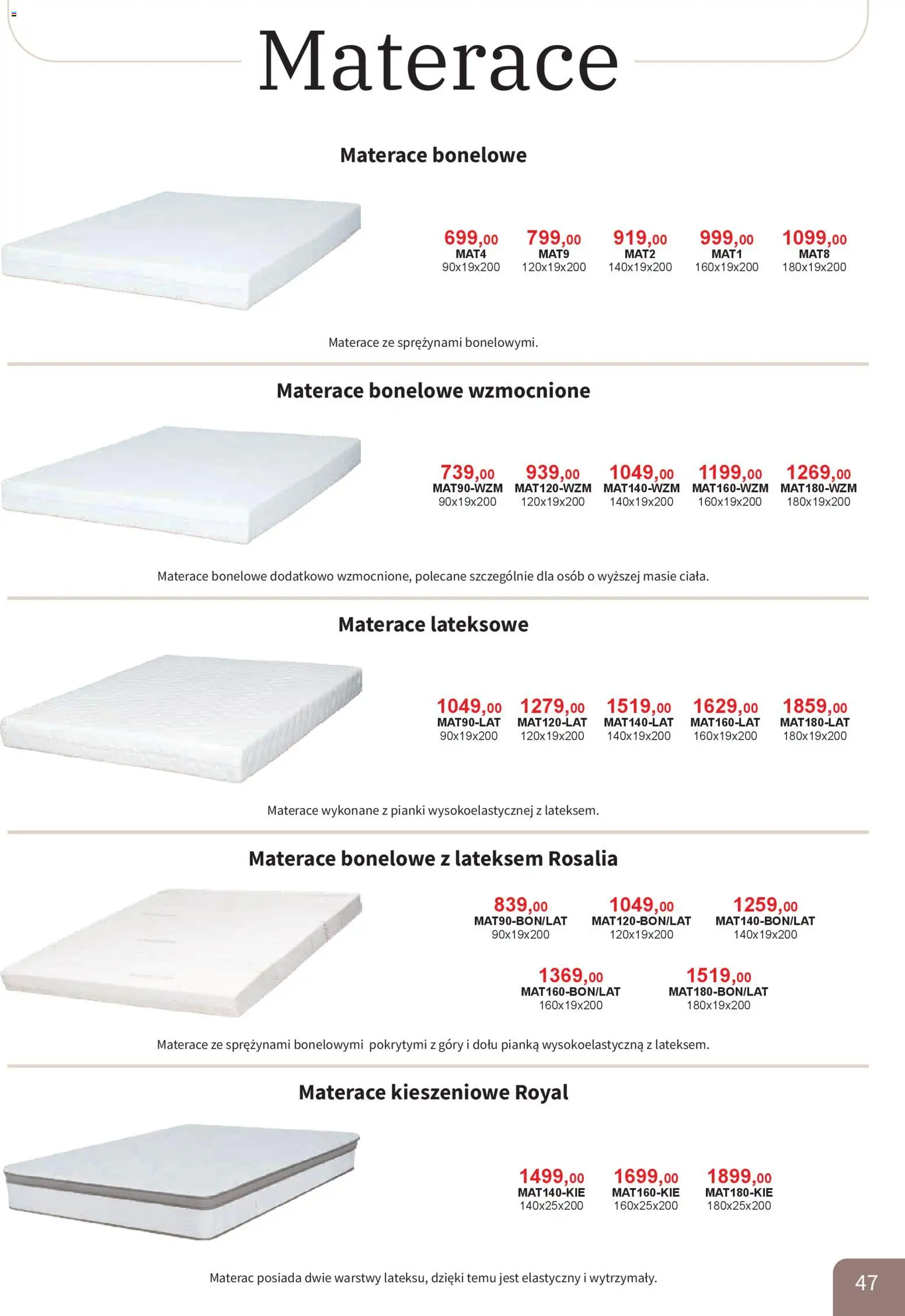 Bodzio Katalog od 01.01.2026 | Strona: 47 | Produkty: Materac, Pianki