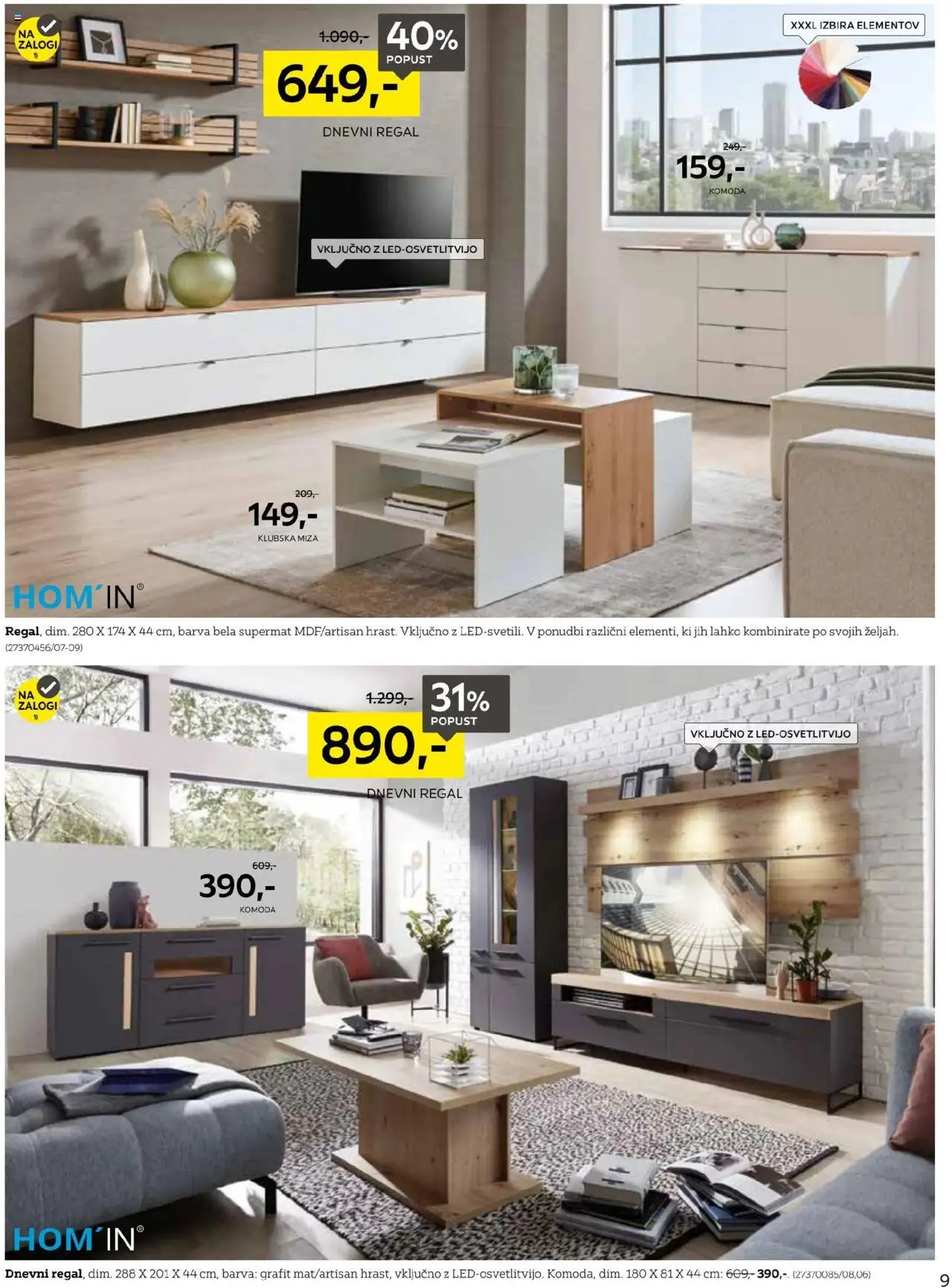 Novi XXXL Lesnina katalog ponudbe – veljaven od 01.09.2025 | Stran: 9 | Izdelki: Klubska miza, Komoda, Regal, Barva