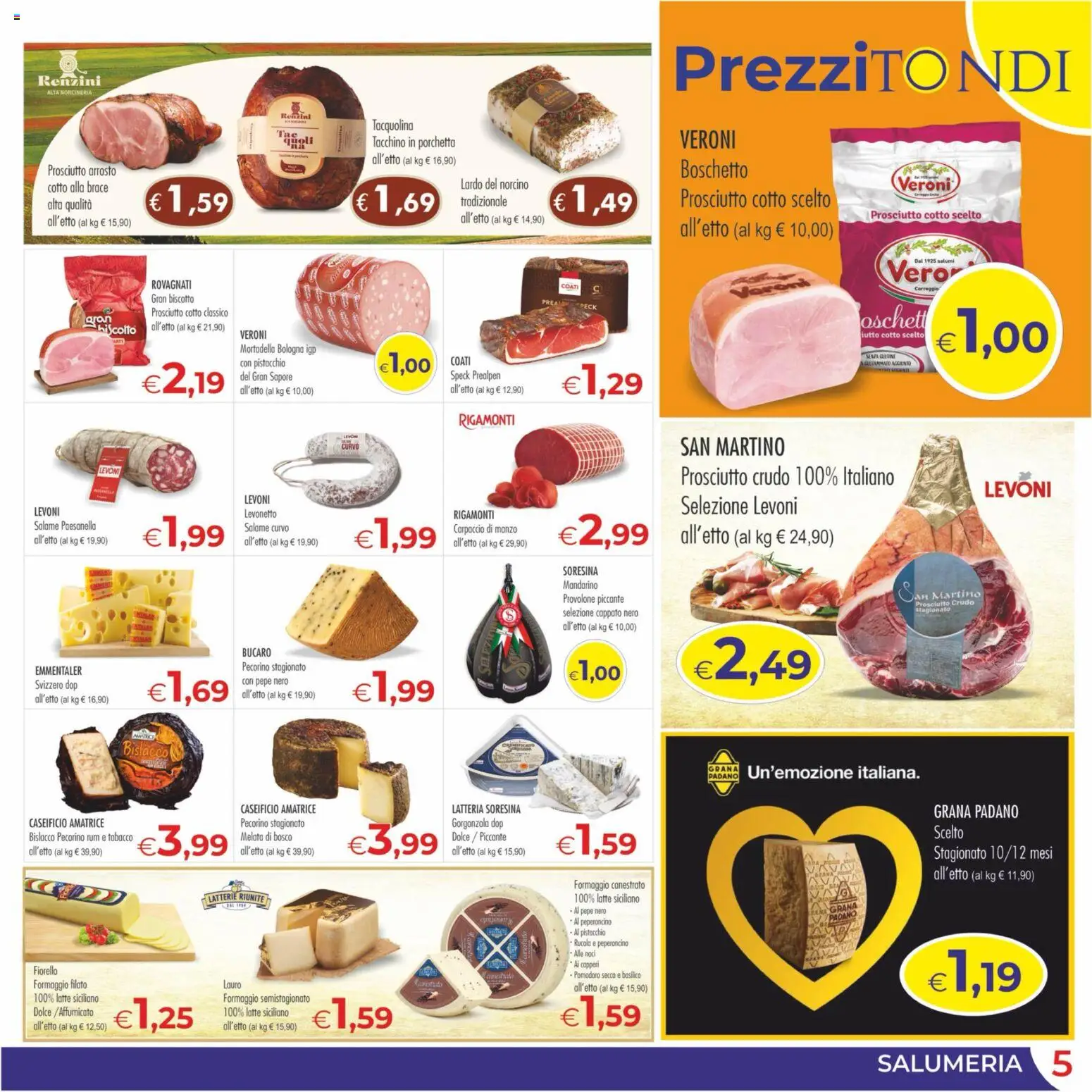 Volantino MerSi Supermercati del 21.01.2026 | Pagina: 5 | Prodotti: Provolone, Pepe, Pomodoro, Pecorino