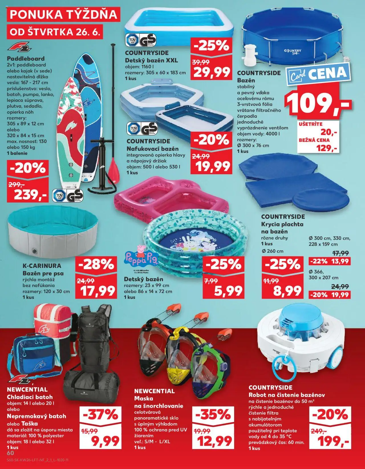 Nové Kaufland akcie – leták je platný od 26.06.2025 | Strana: 60 | Produkty: Plachta, Bazén, Paddleboard