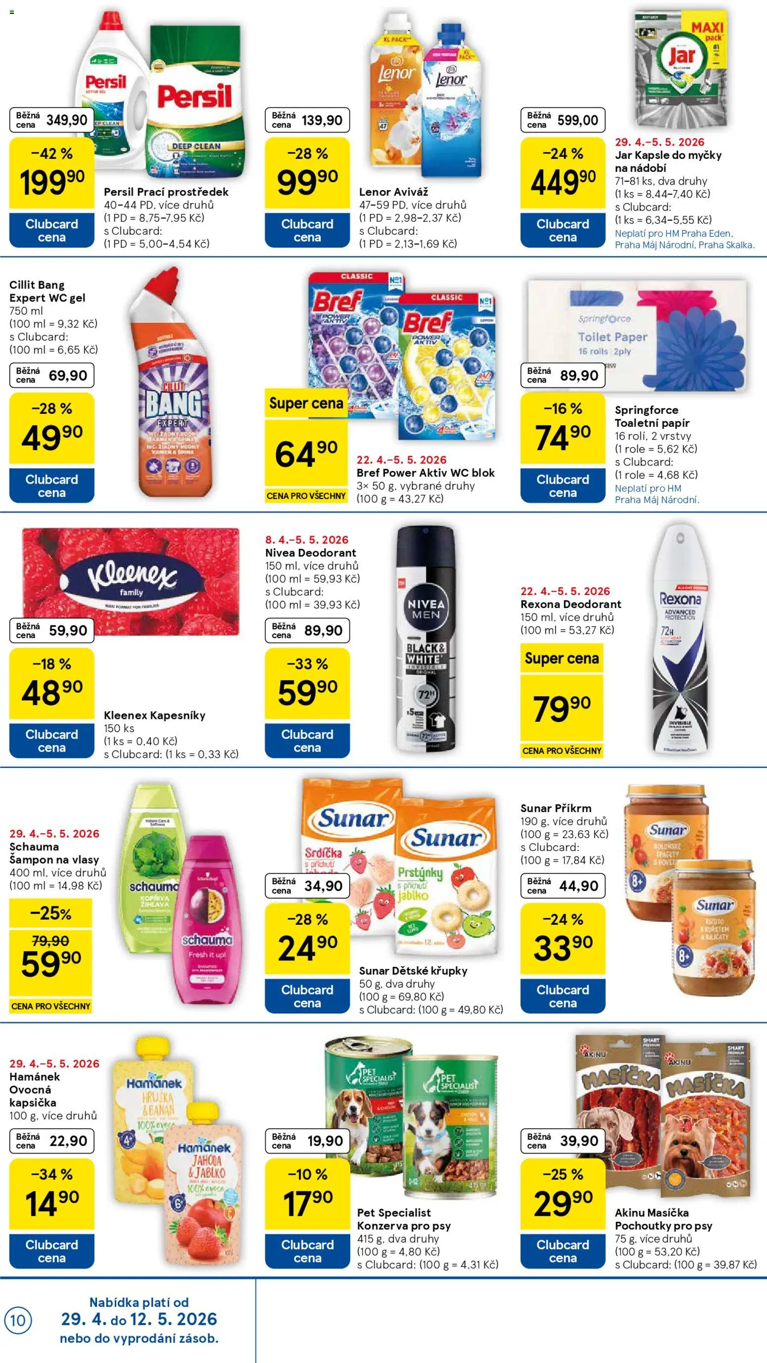 Tesco leták - Hypermarket od 29.04.2026 | Strana: 10 | Produkty: Deodorant, Jar kapsle, Banán, Hamánek