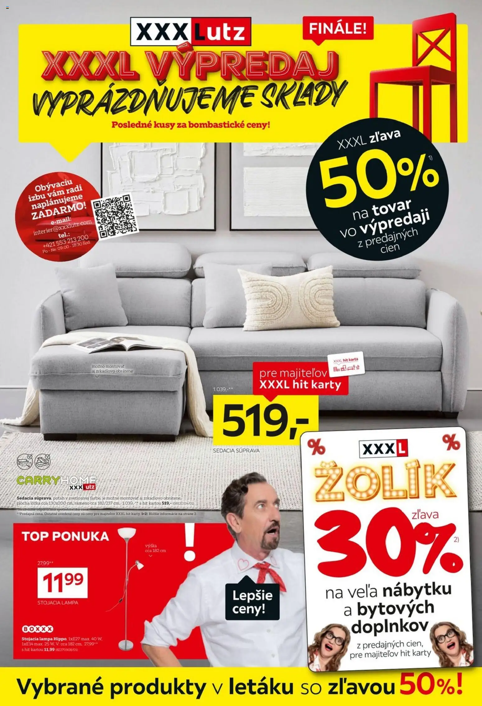 Nové XXXLutz akcie – leták je platný od 19.01.2026 | Strana: 1 | Produkty: Sedacia súprava, Lampa