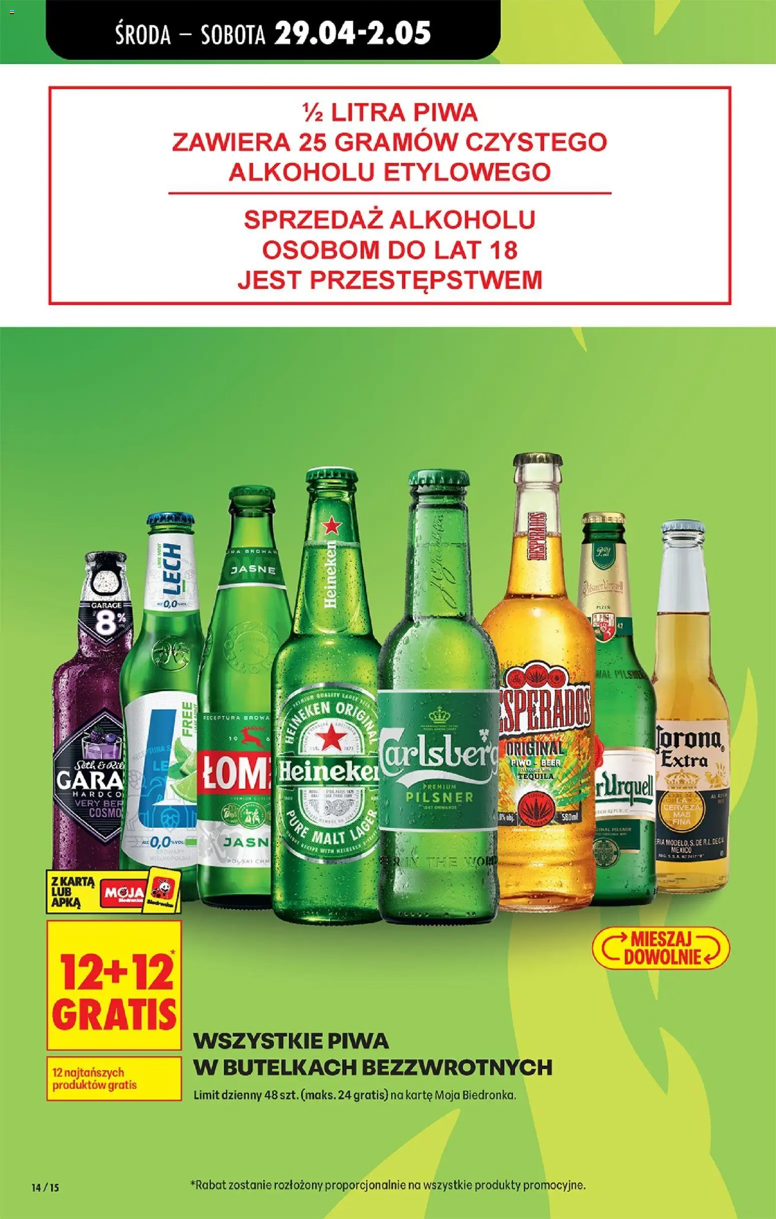 Biedronka Polsko leták - Codziennie niskie ceny od 29.04.2026 | Strana: 22 | Produkty: Heineken, Vál, Pilsner, Tequila