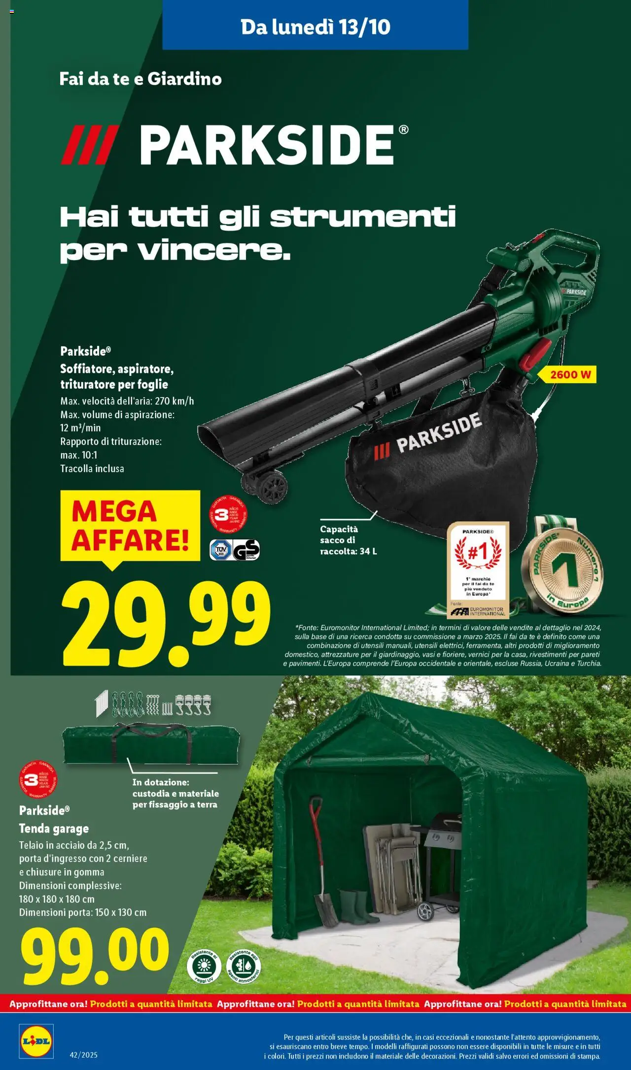 Volantino Lidl del 13.10.2025 | Pagina: 36 | Prodotti: Tè, Tenda, Trituratore, Terra