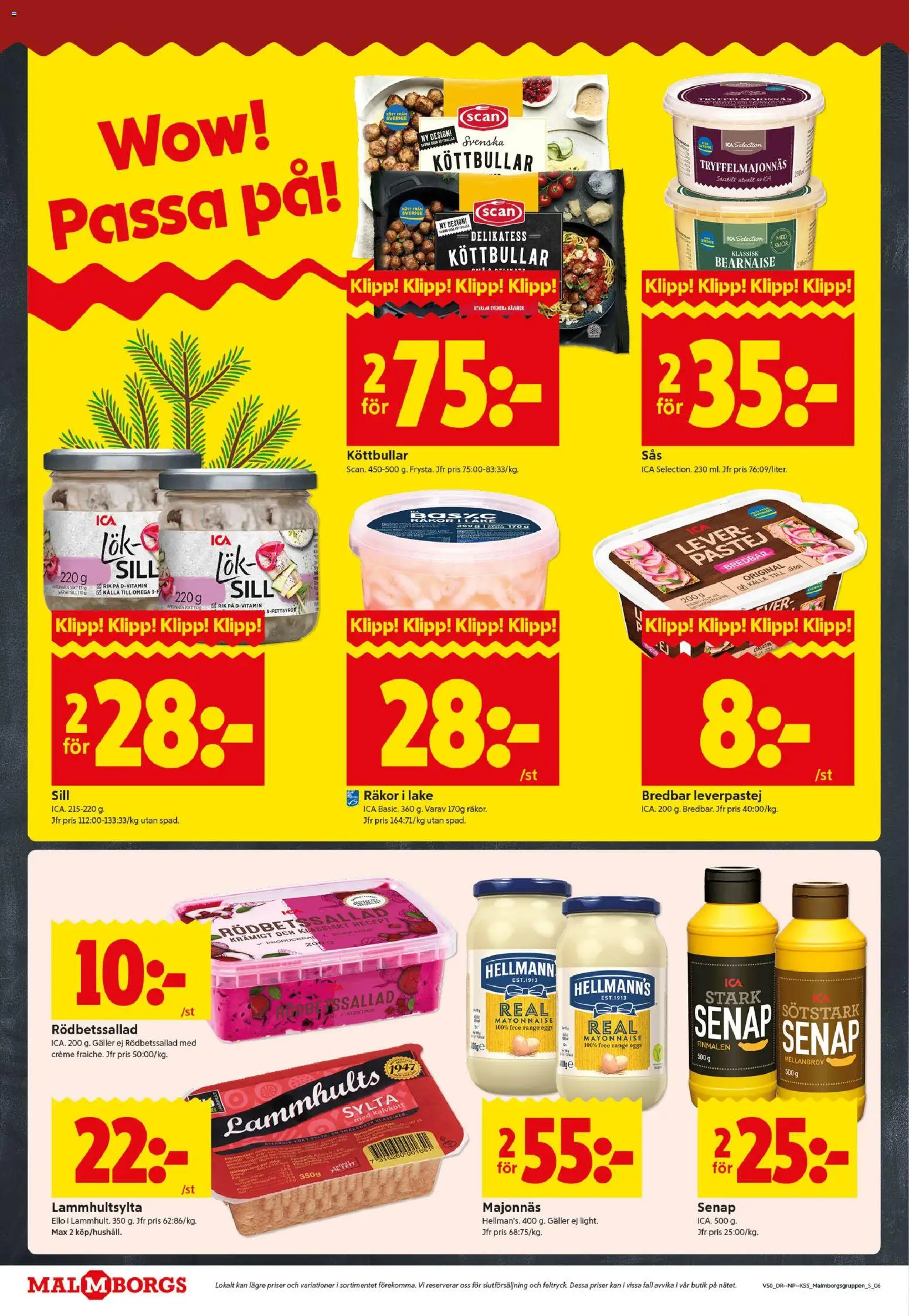 ICA Kvantum reklamblad aktuell från 08.12.2025 | Sida: 6 | Produkter: Senap, Köttbullar, Räkor, Smör