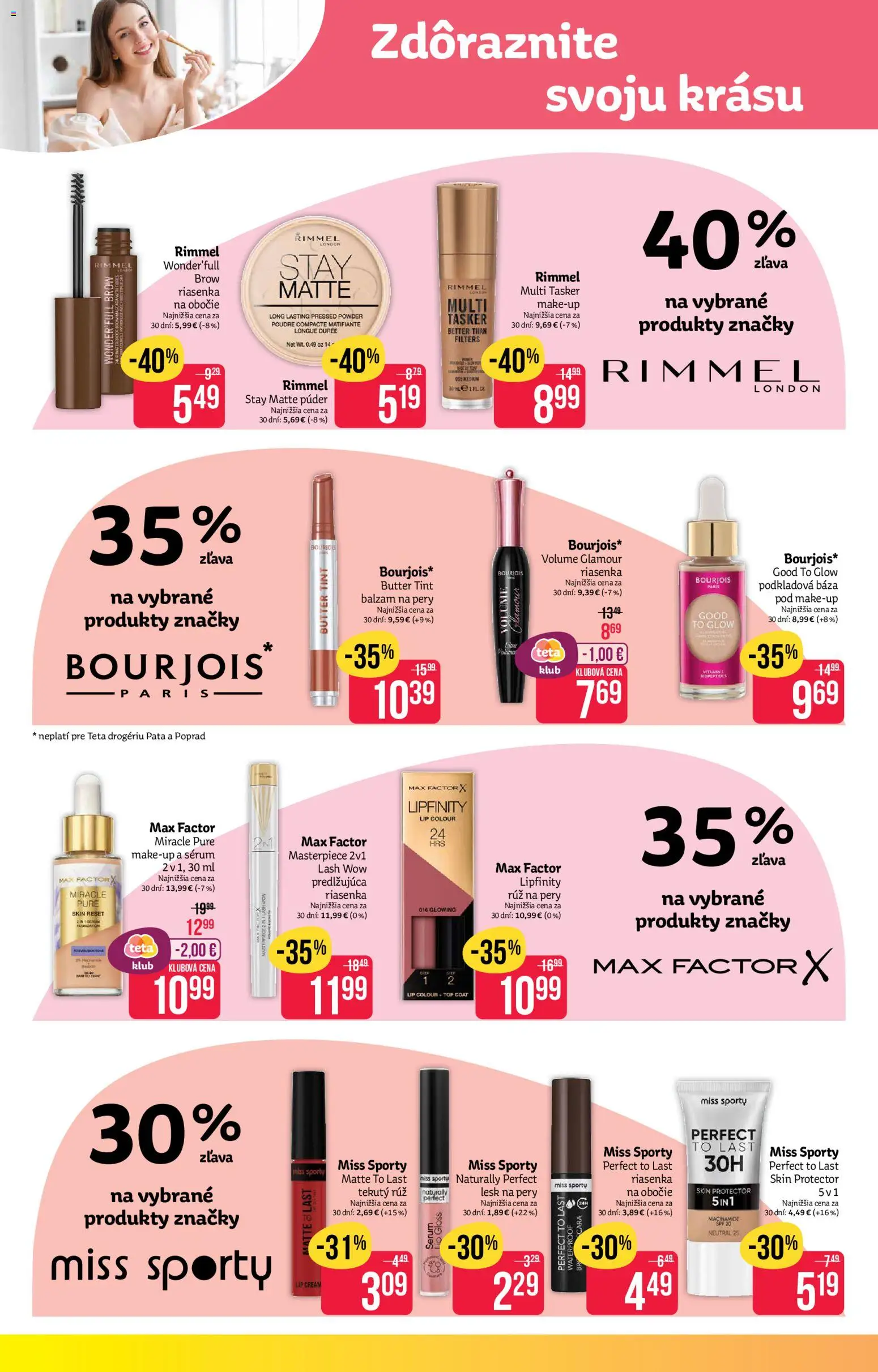 Nové Teta drogerie akcie – leták je platný od 02.03.2026 | Strana: 2 | Produkty: Púder, Riasenka, Rúž na pery, Lesk na pery