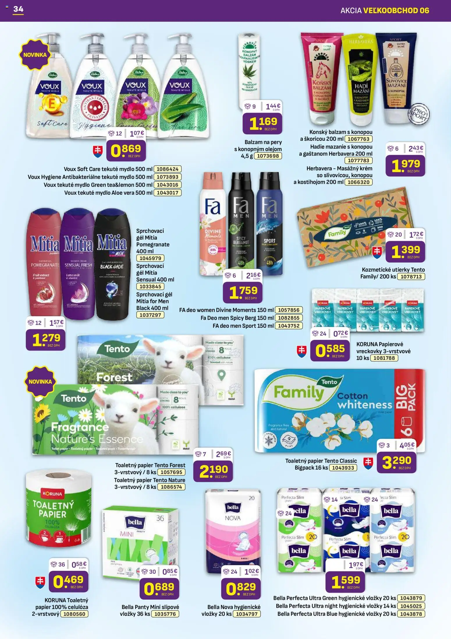 Nové Libex akcie – leták je platný od 16.03.2026 | Strana: 34 | Produkty: Toaletný papier, Mydlo, Krém