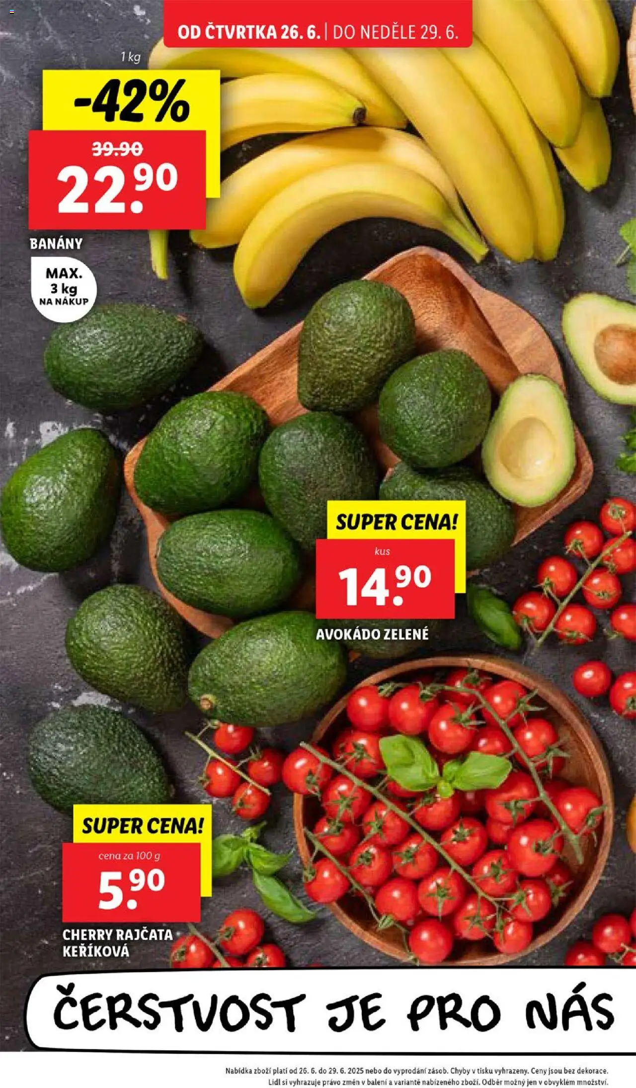 Lidl leták od 26.06.2025 | Strana: 10 | Produkty: Rajčata, Banány, Cherry rajčata, Avokádo