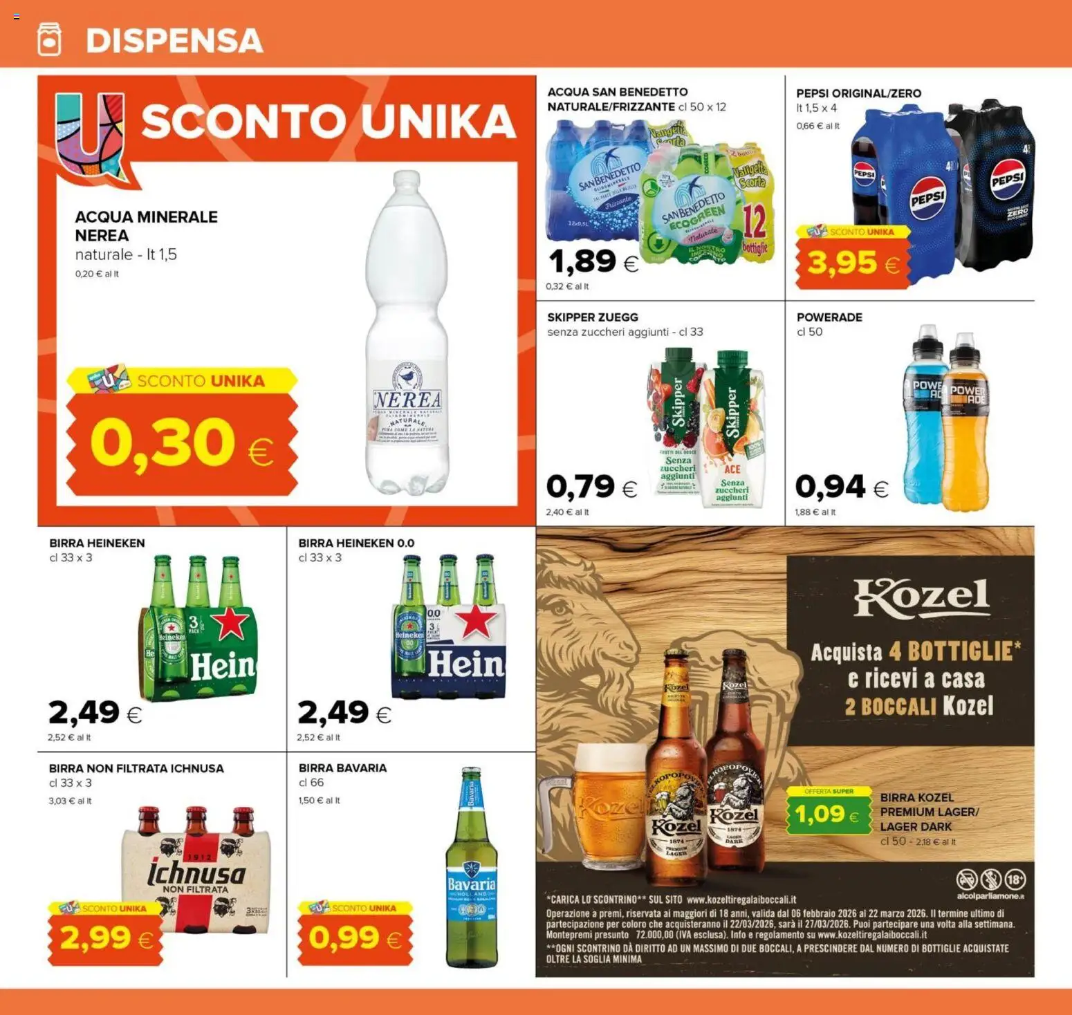 Volantino Oasi del 26.02.2026 | Pagina: 16 | Prodotti: Birra, Acqua, Acqua minerale, Heineken