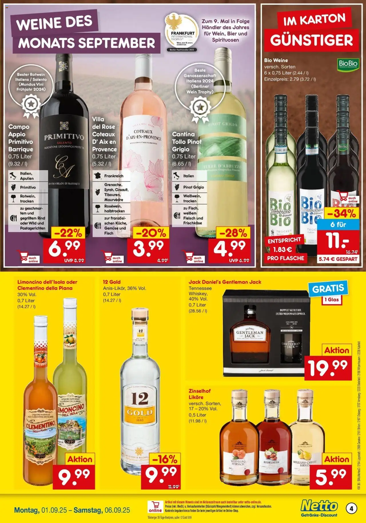 Netto Marken-Discount prospekt Lippstadt	 – gültig ab 01.09.2025 | Seite: 4 | Produkte: Bier, Fisch, Gemüse, Frischkase