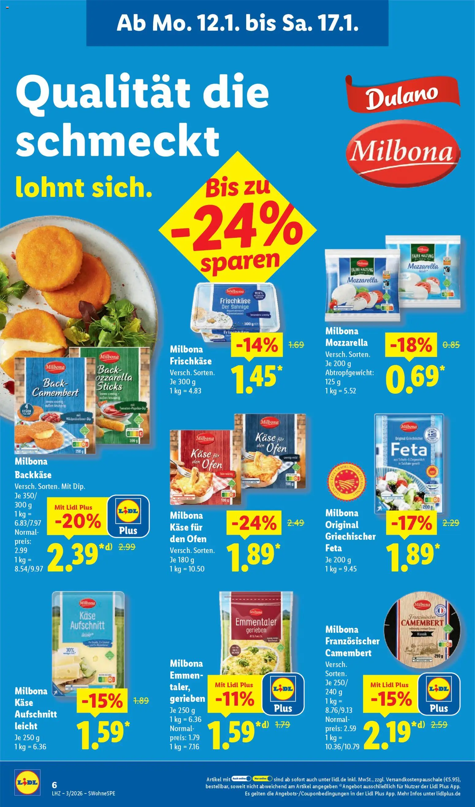 Lidl Prospekt Kornwestheim – gültig ab 12.01.2026 | Seite: 20 | Produkte: Feta, Käse, Mozzarella, Frischkase