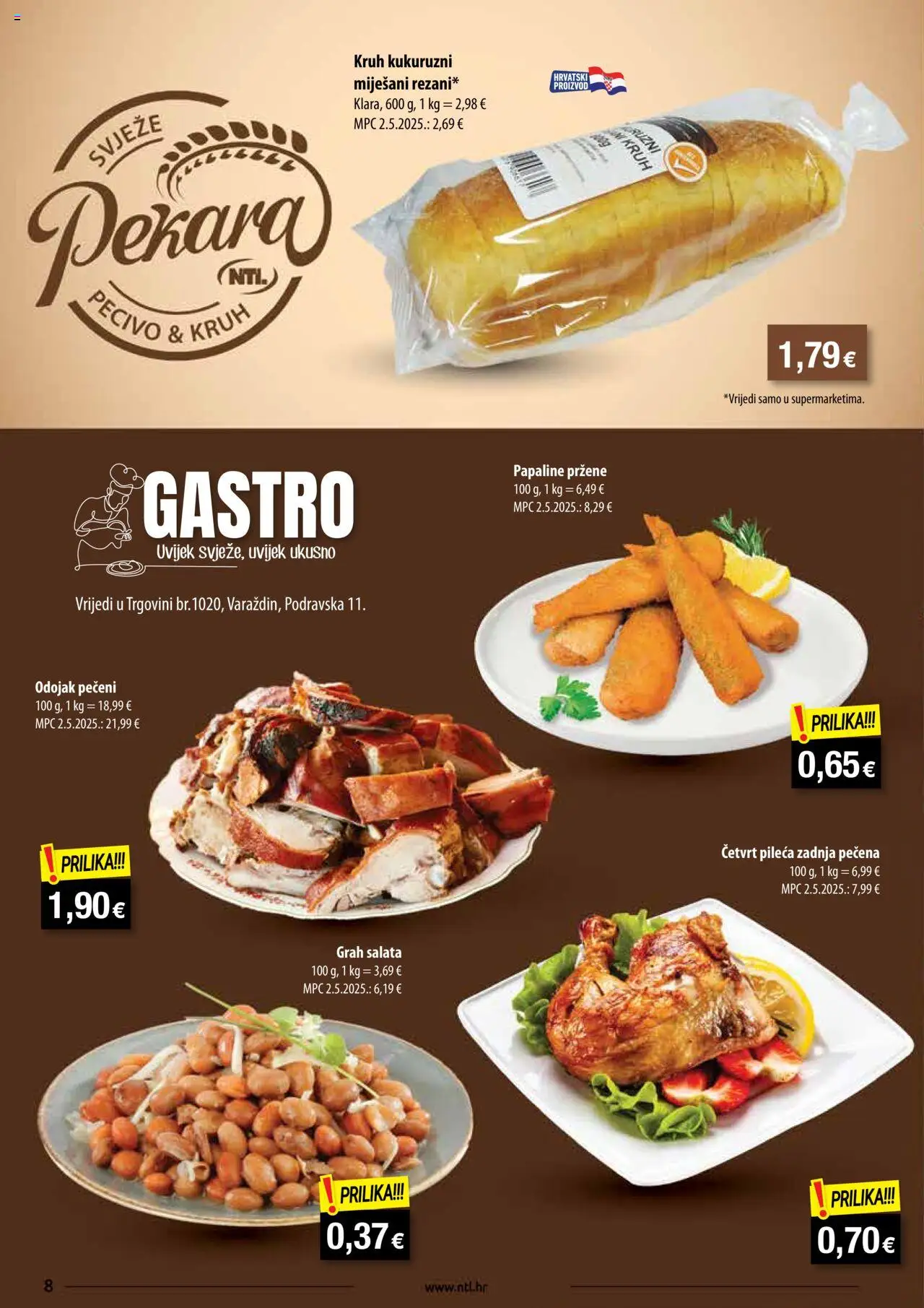 NTL katalog | vrijedi od 13.08.2025 | Stranica: 8 | Proizvodi: Odojak, Kruh, Grah, Pecivo