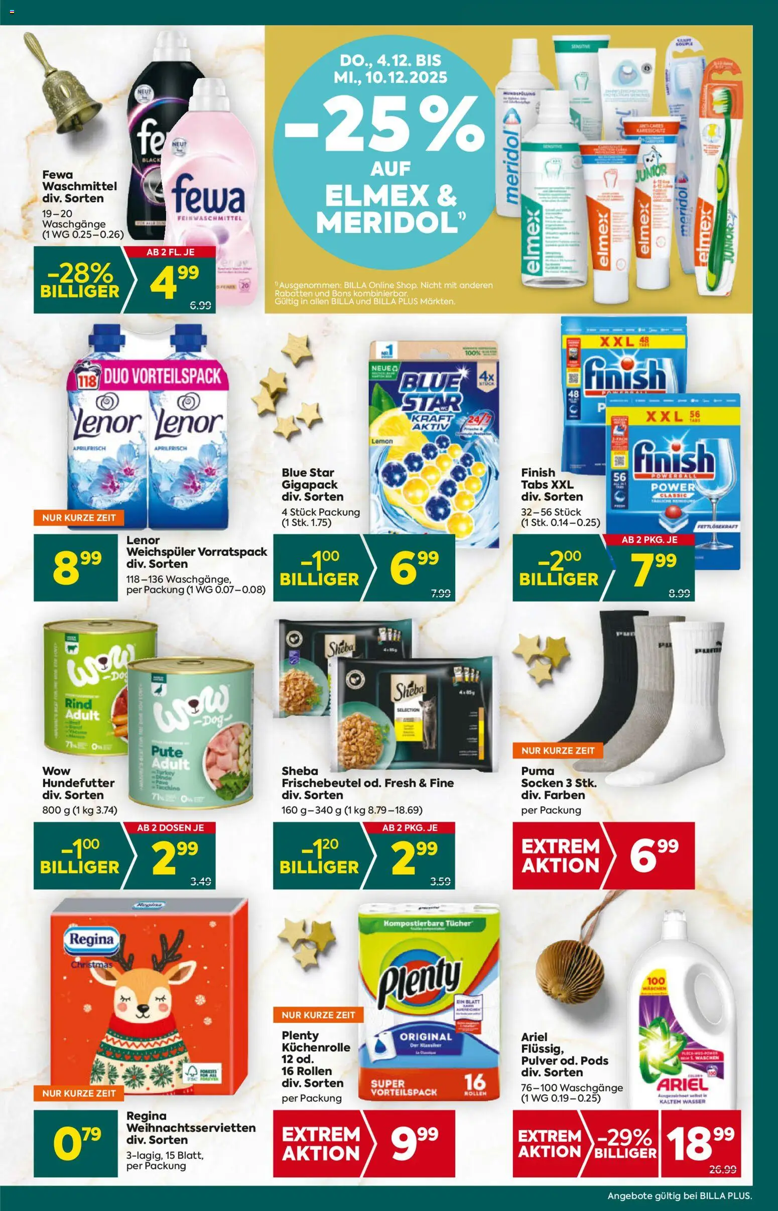 Billa Plus Flugblatt - Steiermark gültig ab 04.12.2025 | Seite: 19 | Produkte: Socken, Balles de ping-pong, Weichspüler, Waschmittel