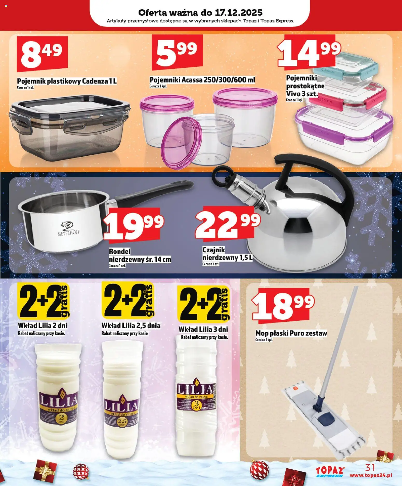 Topaz Gazetka - Express od 11.12.2025 | Strona: 31 | Produkty: Czajnik, Artykuły przemysłowe