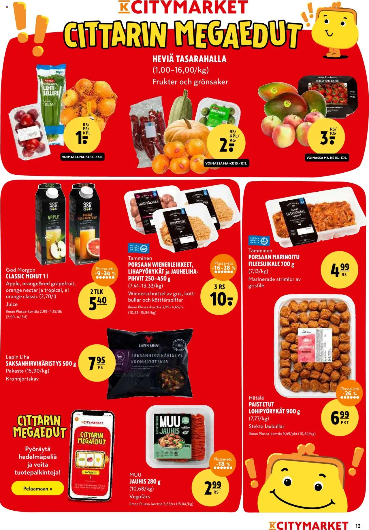 K-Citymarket tarjoukset – voimassa 15.09.2025 alkaen | Sivu: 13 | Tuotteet: Jauheliha, Selleri