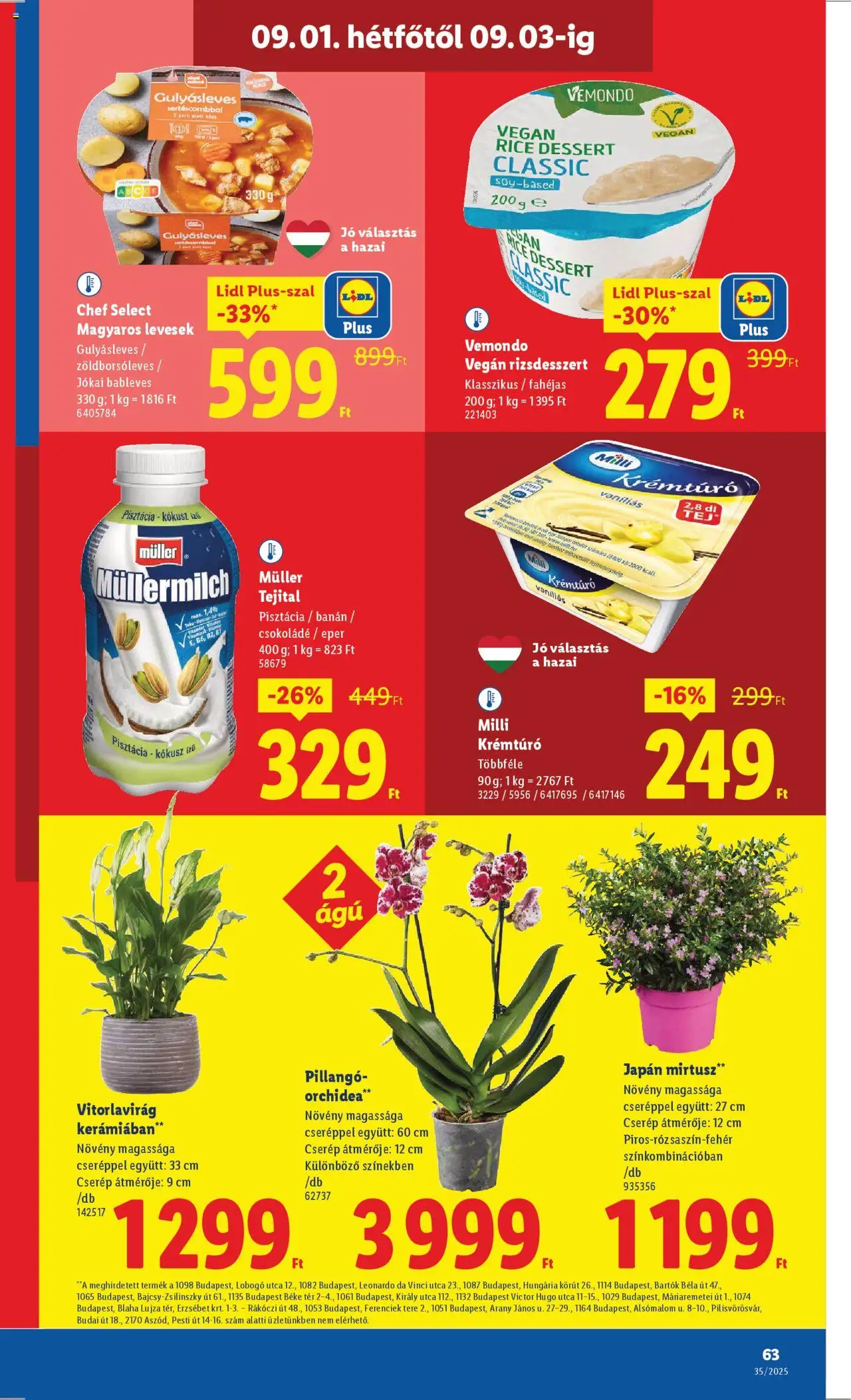 Lidl akciós ujság - amely érvényes a következő dátumtól: 28.08.2025 | Oldal: 63 | Termékek: Orchidea, Kokusz, Csokoládé, Vegán