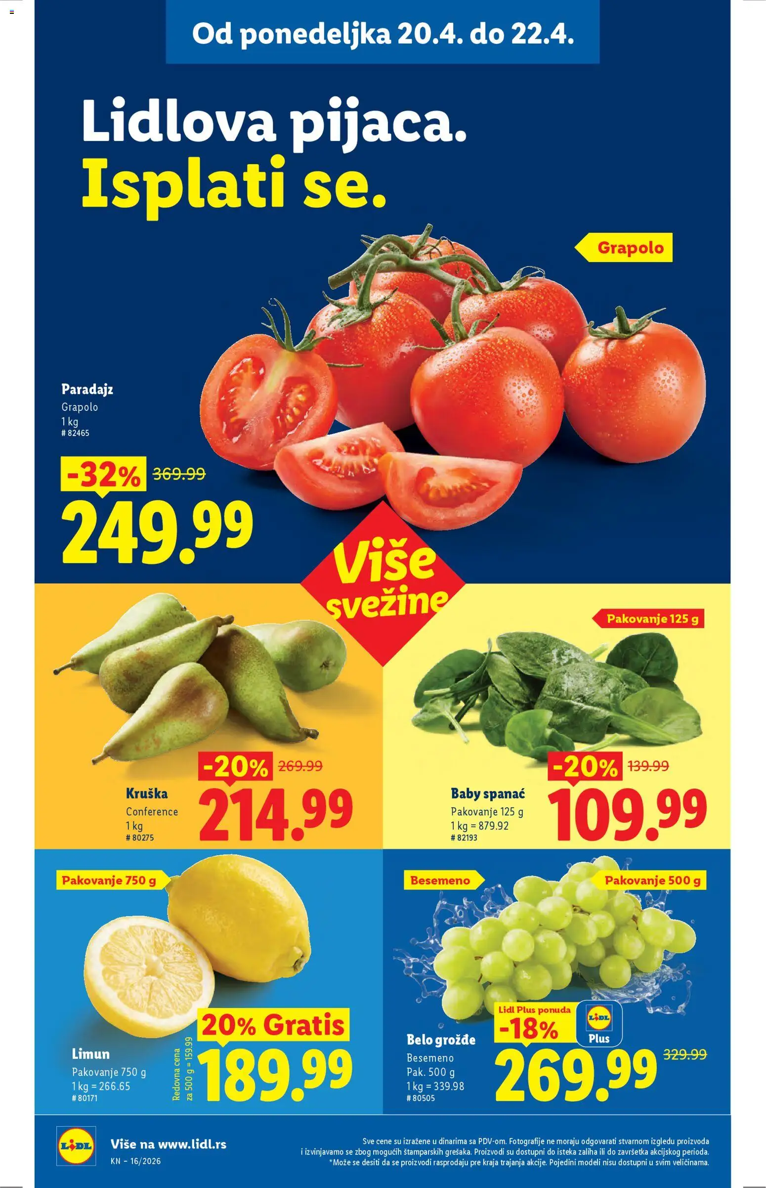 Lidl katalog - važi od 16.04.2026 | Strana: 86 | Proizvode: Spanać, Pakovanje, Limun, Paradajz