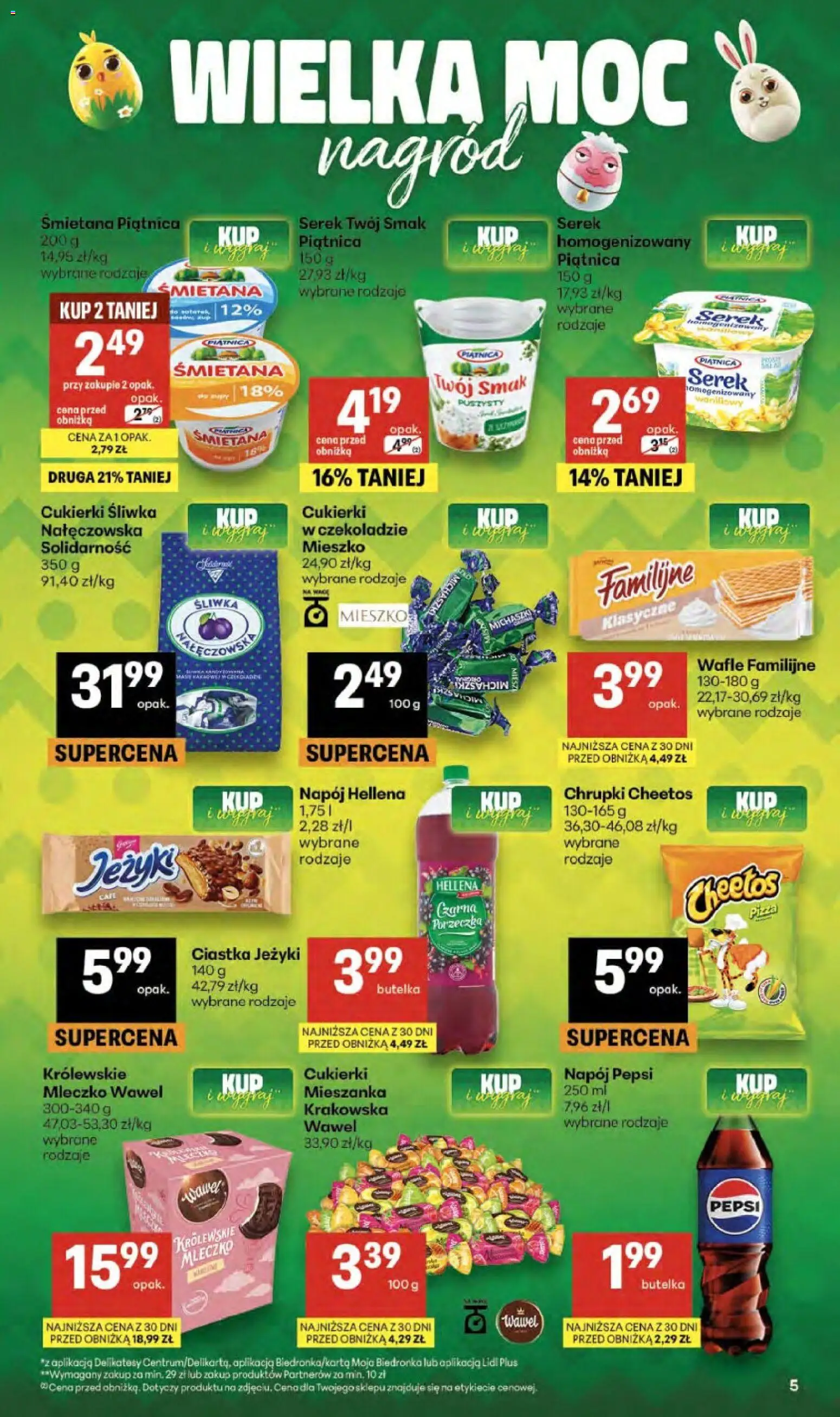 Delikatesy Centrum gazetka - Sklepy Własne od 09.04.2026 | Strona: 5 | Produkty: Wafle, Serek, Delikatesy, Królewskie Mleczko