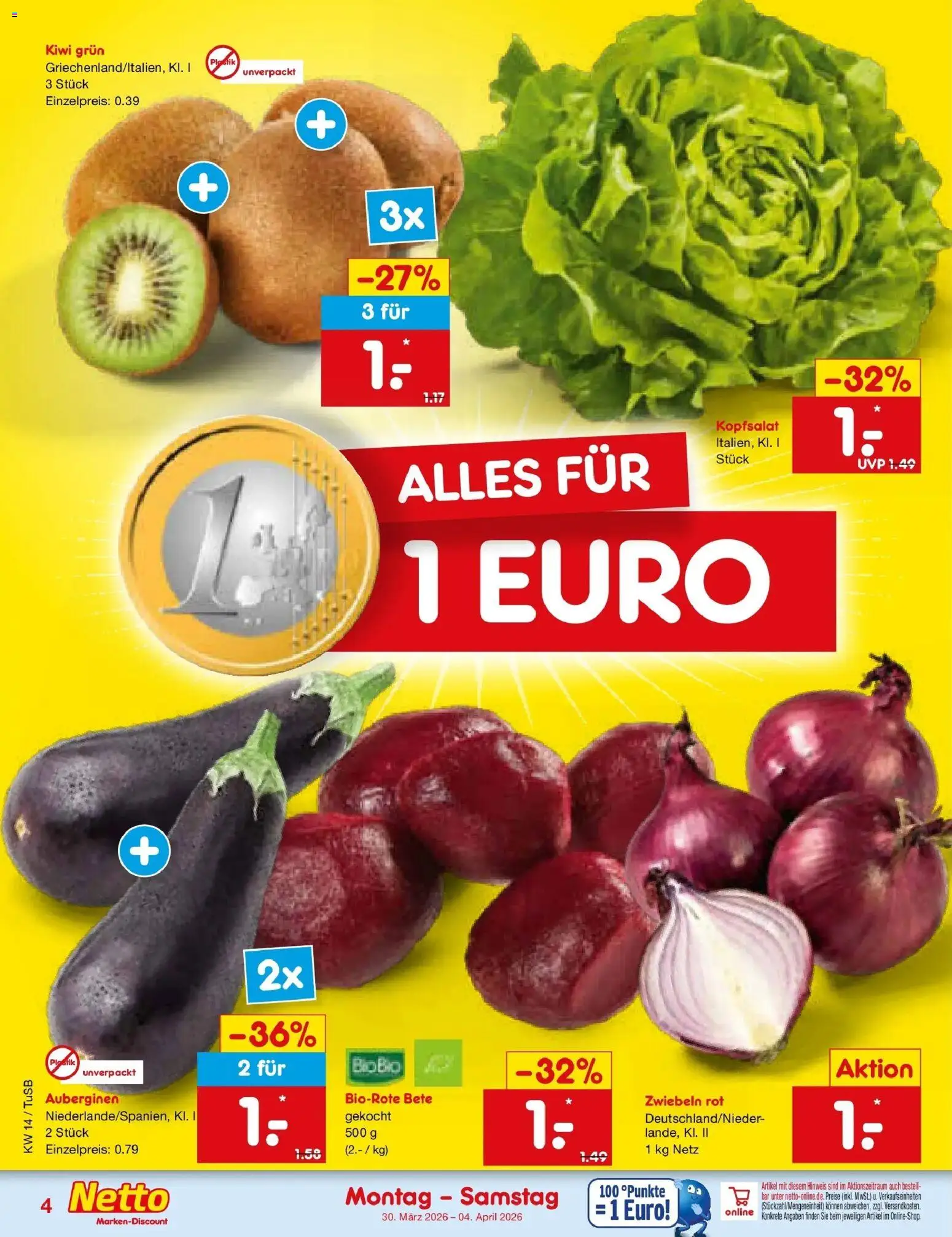 Netto Marken-Discount Prospekt Sindelfingen	 – gültig ab 30.03.2026 | Seite: 4 | Produkte: Zwiebeln, Kiwi