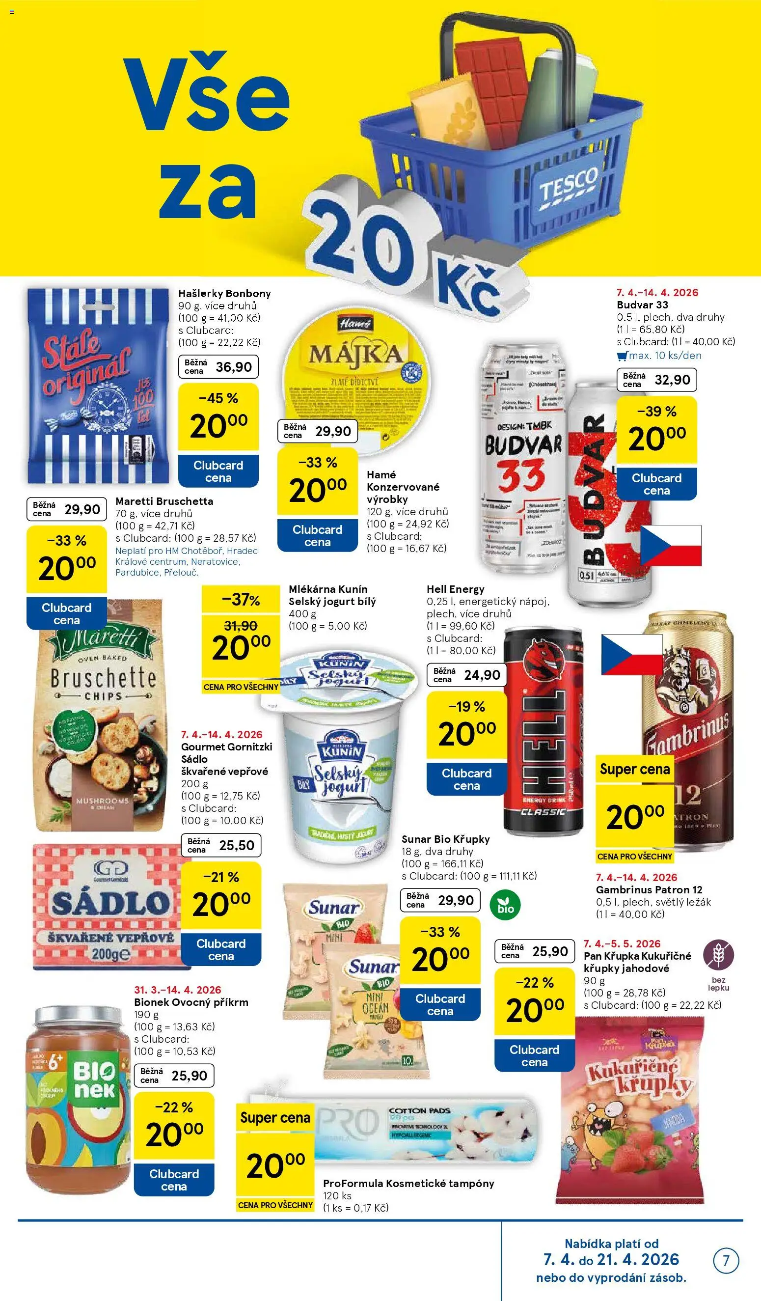Tesco leták - Hypermarket od 07.04.2026 | Strana: 7 | Produkty: Budvar, Jogurt, Sunar, Budvar 33
