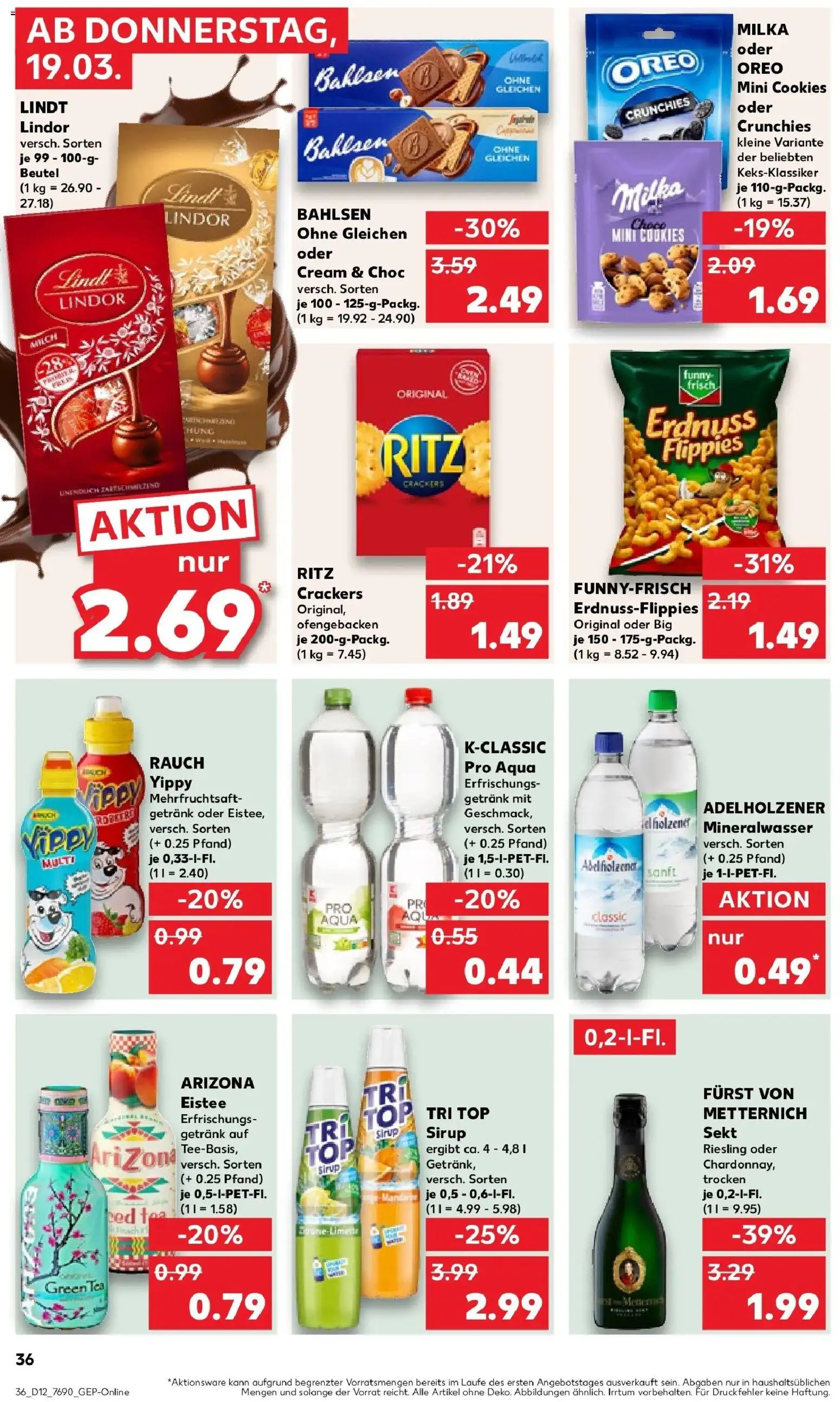 Kaufland Prospekt Radolfzell Am Bodensee	 – gültig ab 19.03.2026 | Seite: 36 | Produkte: Top, Furst von metternich, Milch, Mineralwasser
