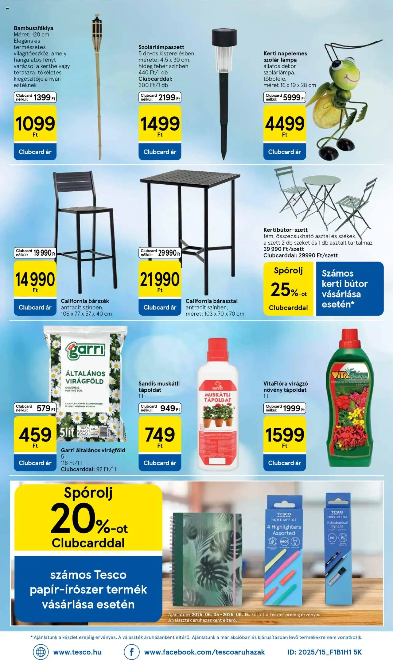 Tesco akciós ujság - amely érvényes a következő dátumtól: 05.06.2025 | Oldal: 32 | Termékek: Asztal, Lámpa, Virágföld, Barszek