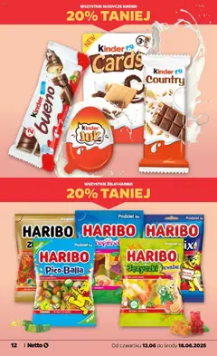 Netto gazetka - Spożywcza od 12.06.2025 | Strona: 12 | Produkty: Żelki haribo, Kinder Joy, Żelki, Kinder cards