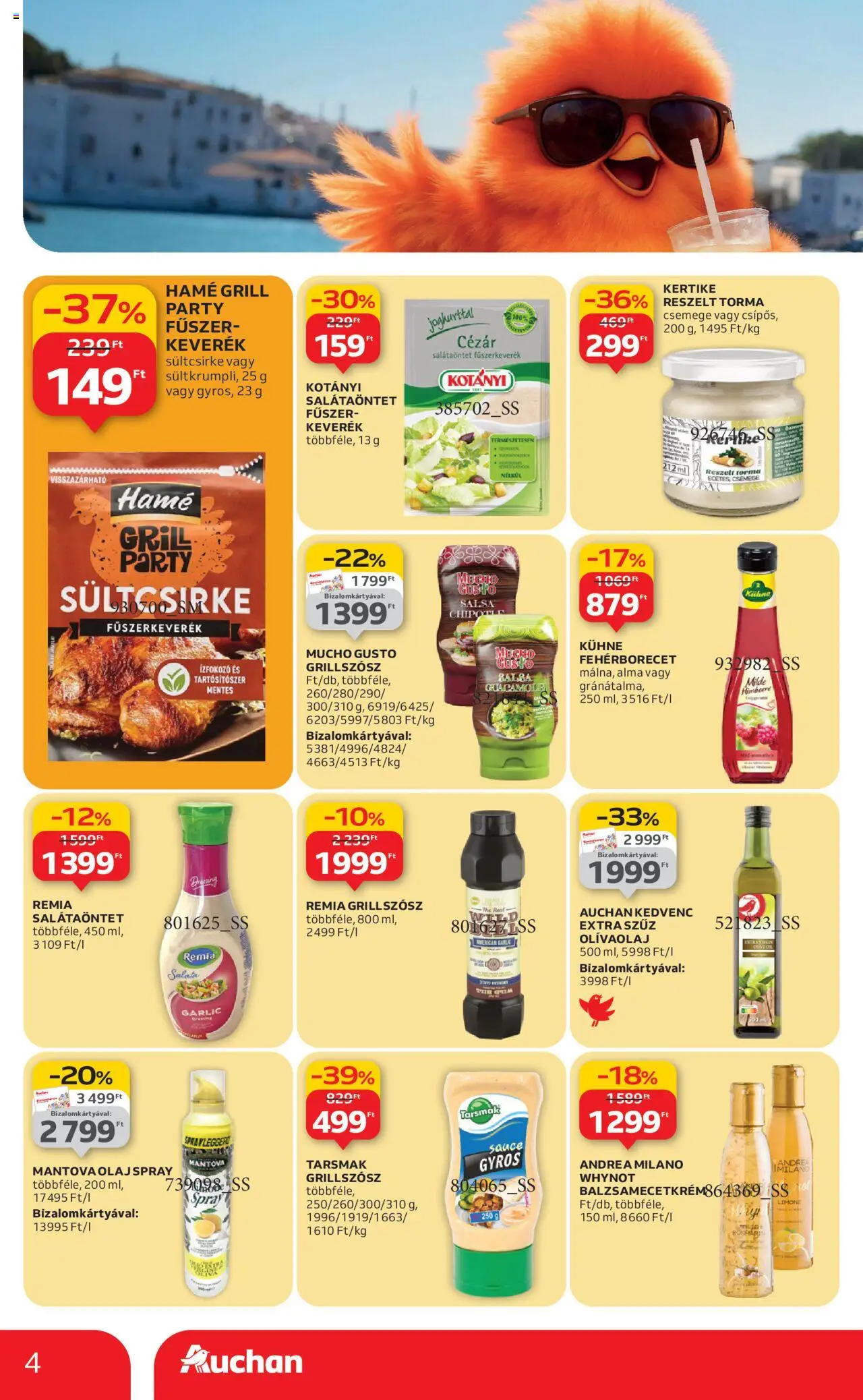 Auchan akciós ujság - amely érvényes a következő dátumtól: 21.08.2025 | Oldal: 4 | Termékek: Grill, Torma, Alma, Fűszer