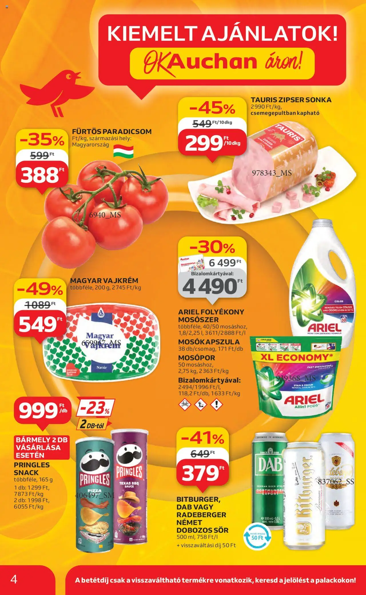 Auchan akciós ujság - amely érvényes a következő dátumtól: 19.06.2025 | Oldal: 4 | Termékek: Mosókapszula, Folyékony mosószer, Mosószer, Vajkrém