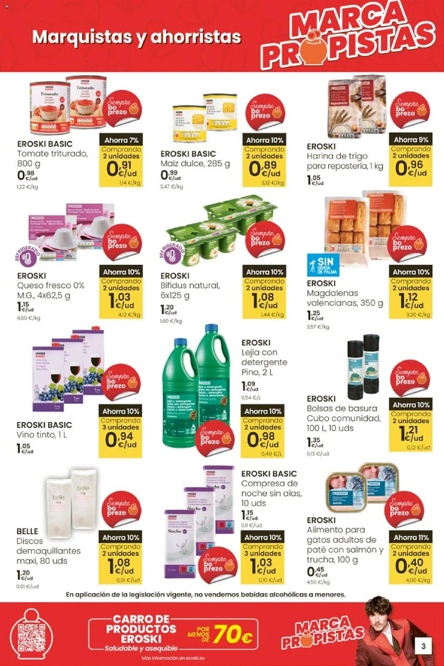 Eroski - Oferta 3x2 │ válido desde el 30.10.2025 | Página: 3 | Productos: Detergente, Vino, Queso fresco, Paté