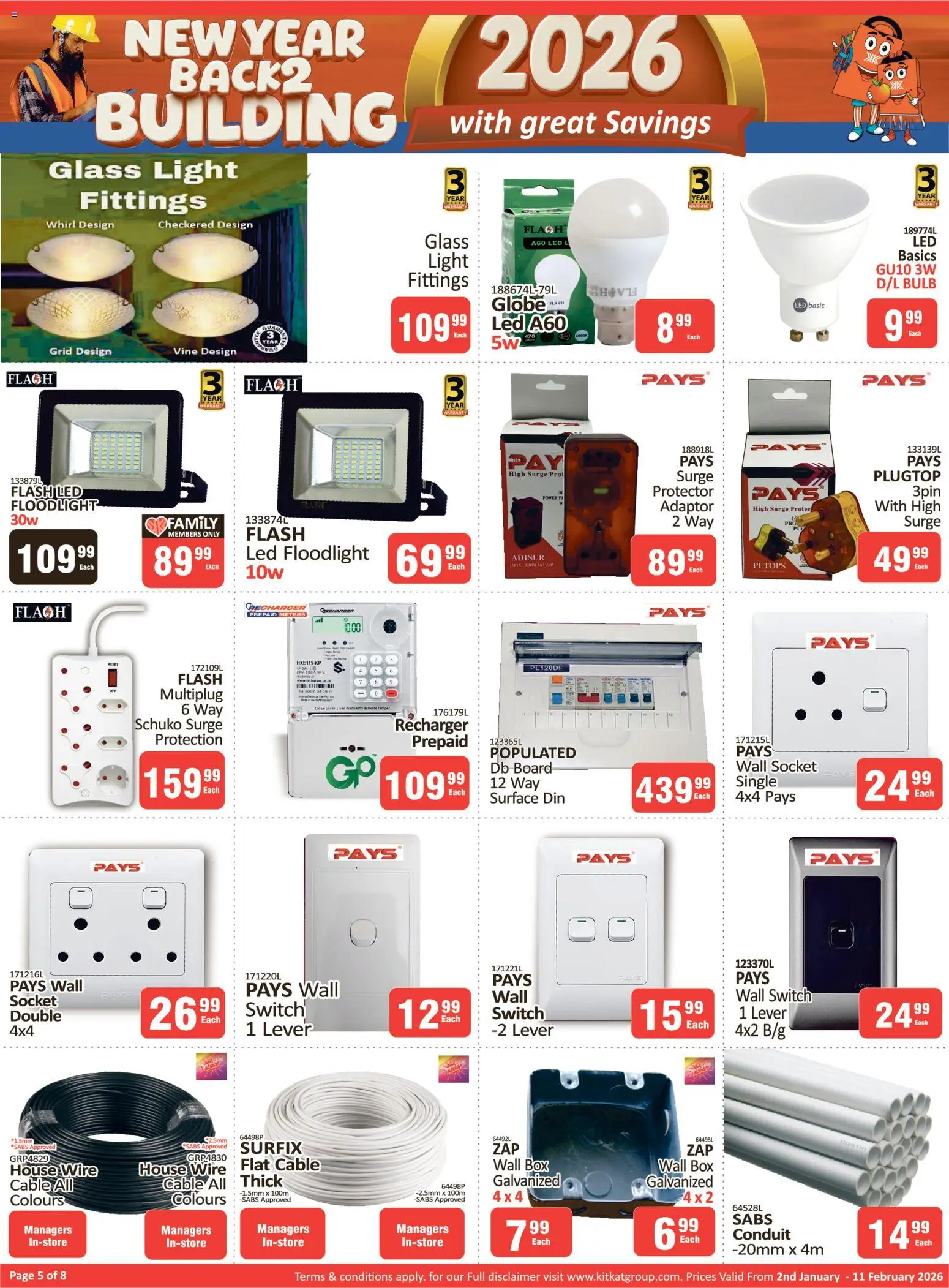 New KIT KAT Cash & Carry catalogue – valid from 02.01.2026 | Page: 5 | Products: Cable, Socket, Box, Switch