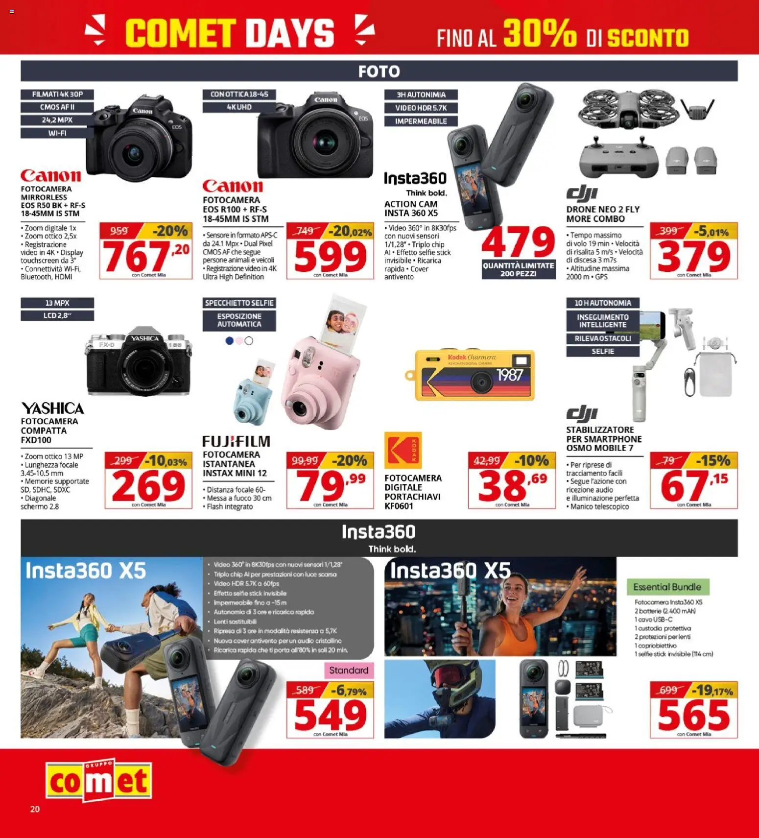 Volantino Comet volantino del 19.03.2026 | Pagina: 20 | Prodotti: Action cam, Video, Audio, Fotocamera