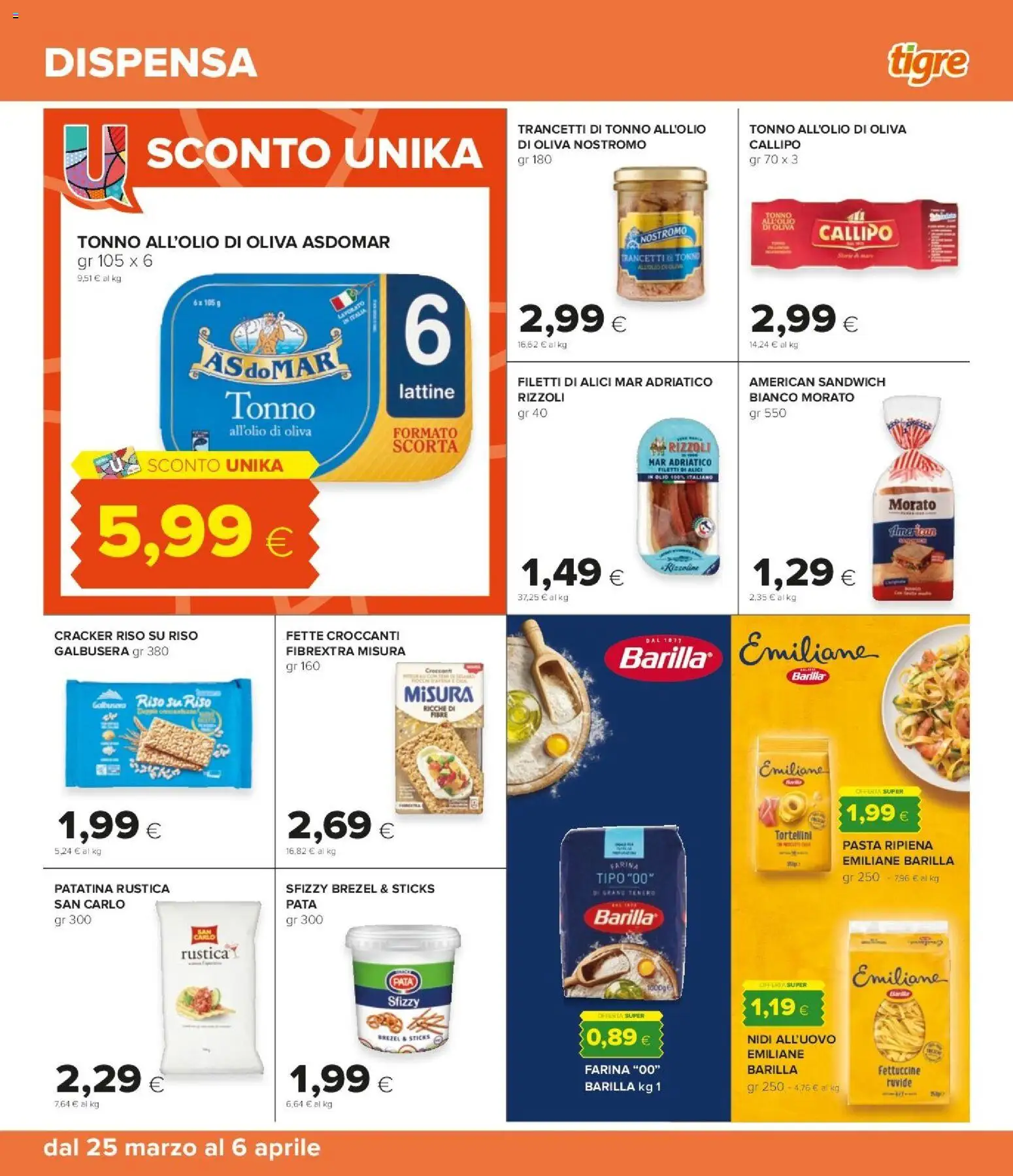 Volantino Tigre del 25.03.2026 | Pagina: 27 | Prodotti: Olio, Farina, Tonno, Fettuccine