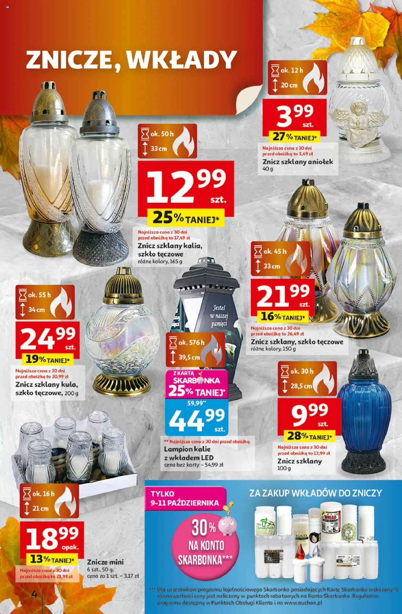 Auchan Gazetka - Wielkie przeboje cenowe Hipermarket od 09.10.2025 | Strona: 4 | Produkty: Karta, Znicze