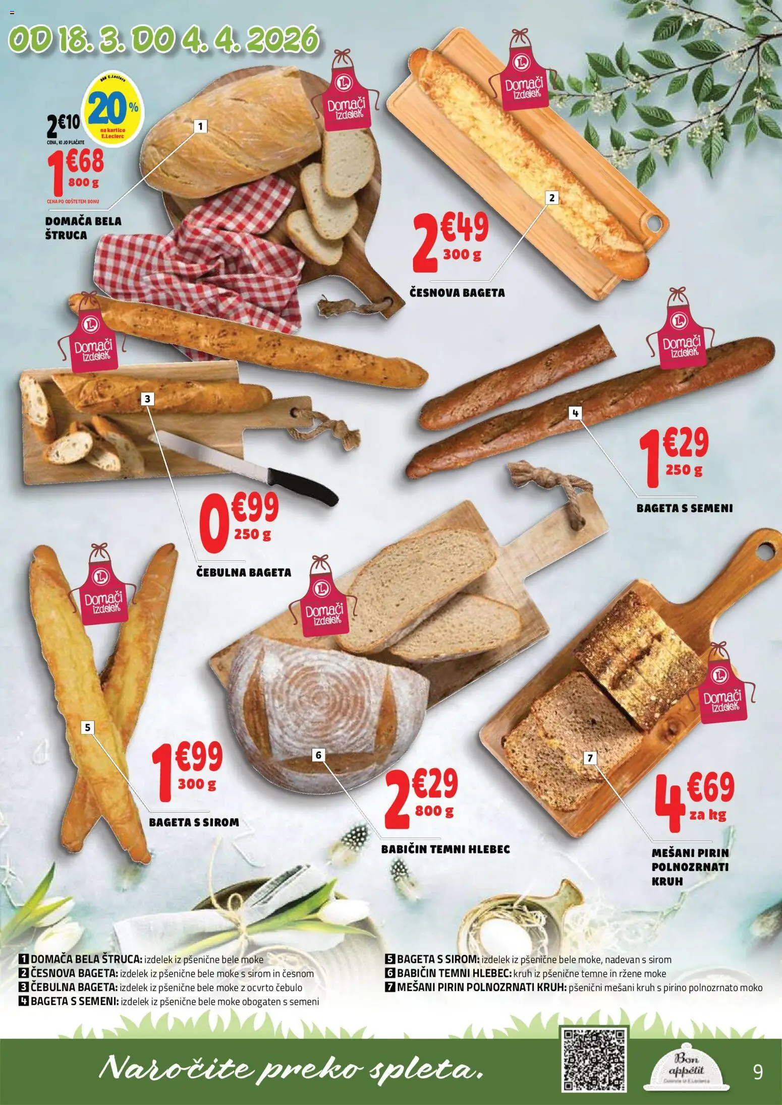 Novi E.leclerc katalog ponudbe – veljaven od 18.03.2026 | Stran: 9 | Izdelki: Hlebec, Kruh