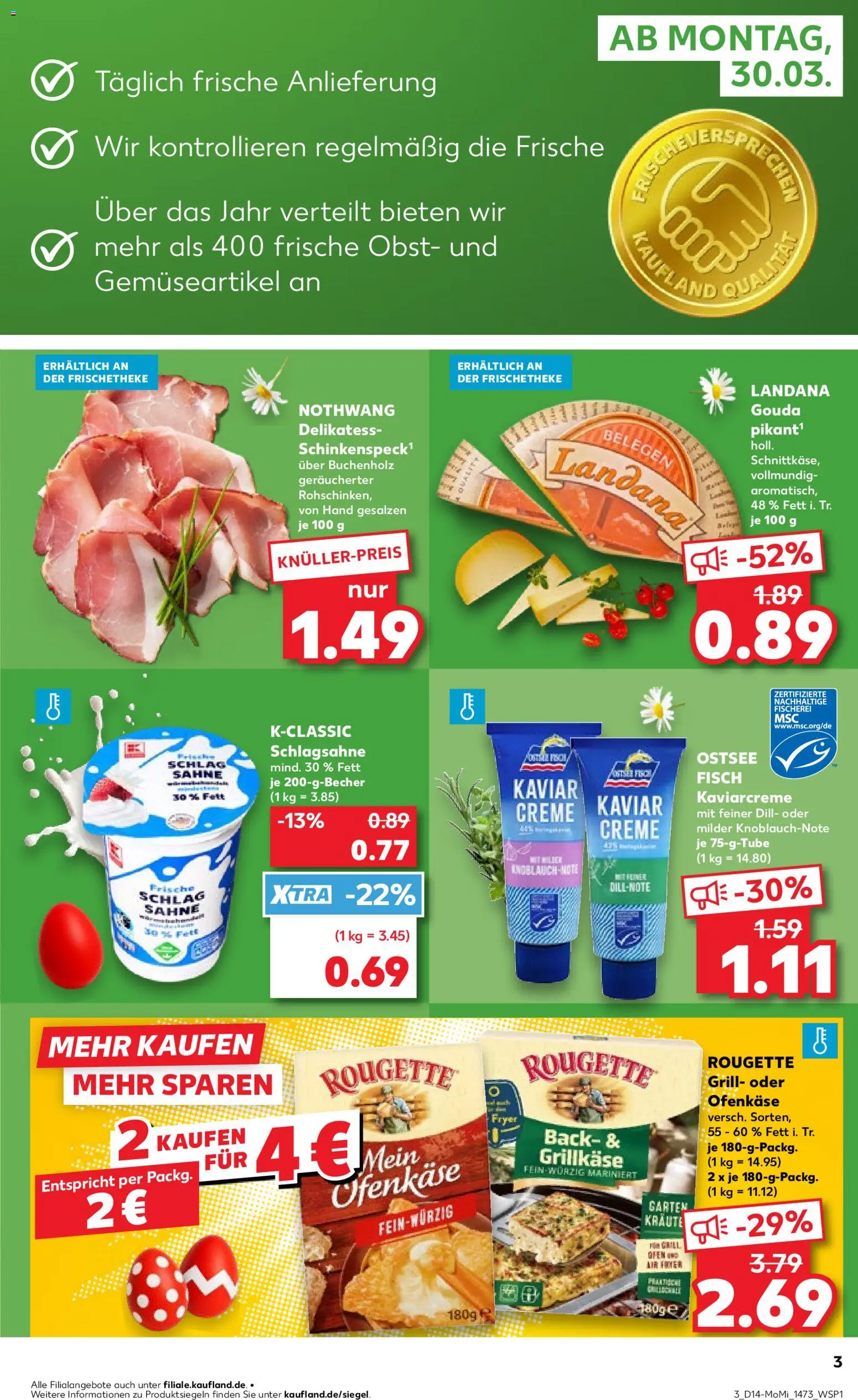 Kaufland Prospekt – gültig ab 30.03.2026 | Seite: 3 | Produkte: Grill, Creme, Fisch, Obst