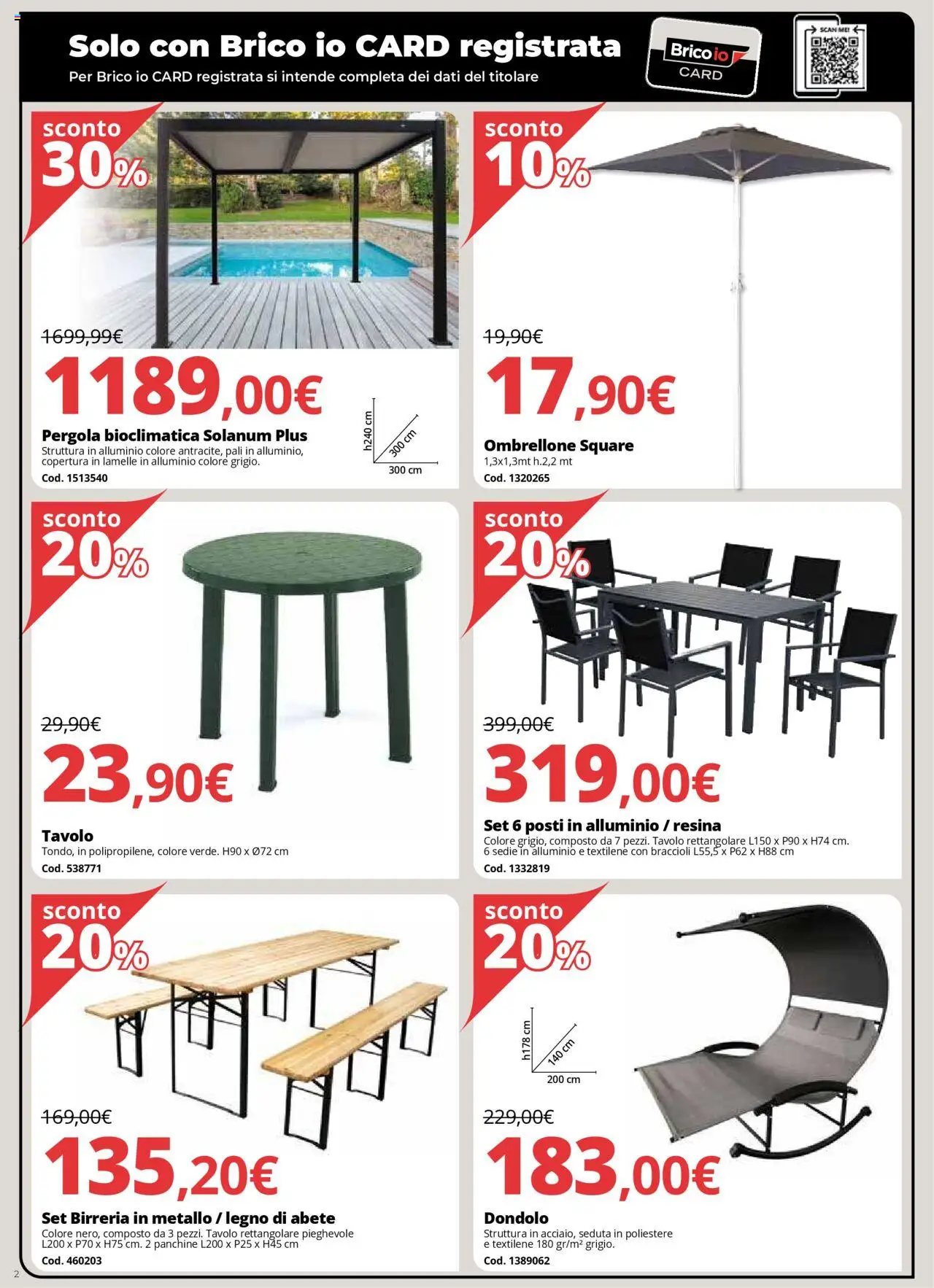 Volantino Brico io del 01.08.2025 | Pagina: 2 | Prodotti: Dondolo, Pergola, Alluminio, Tavolo