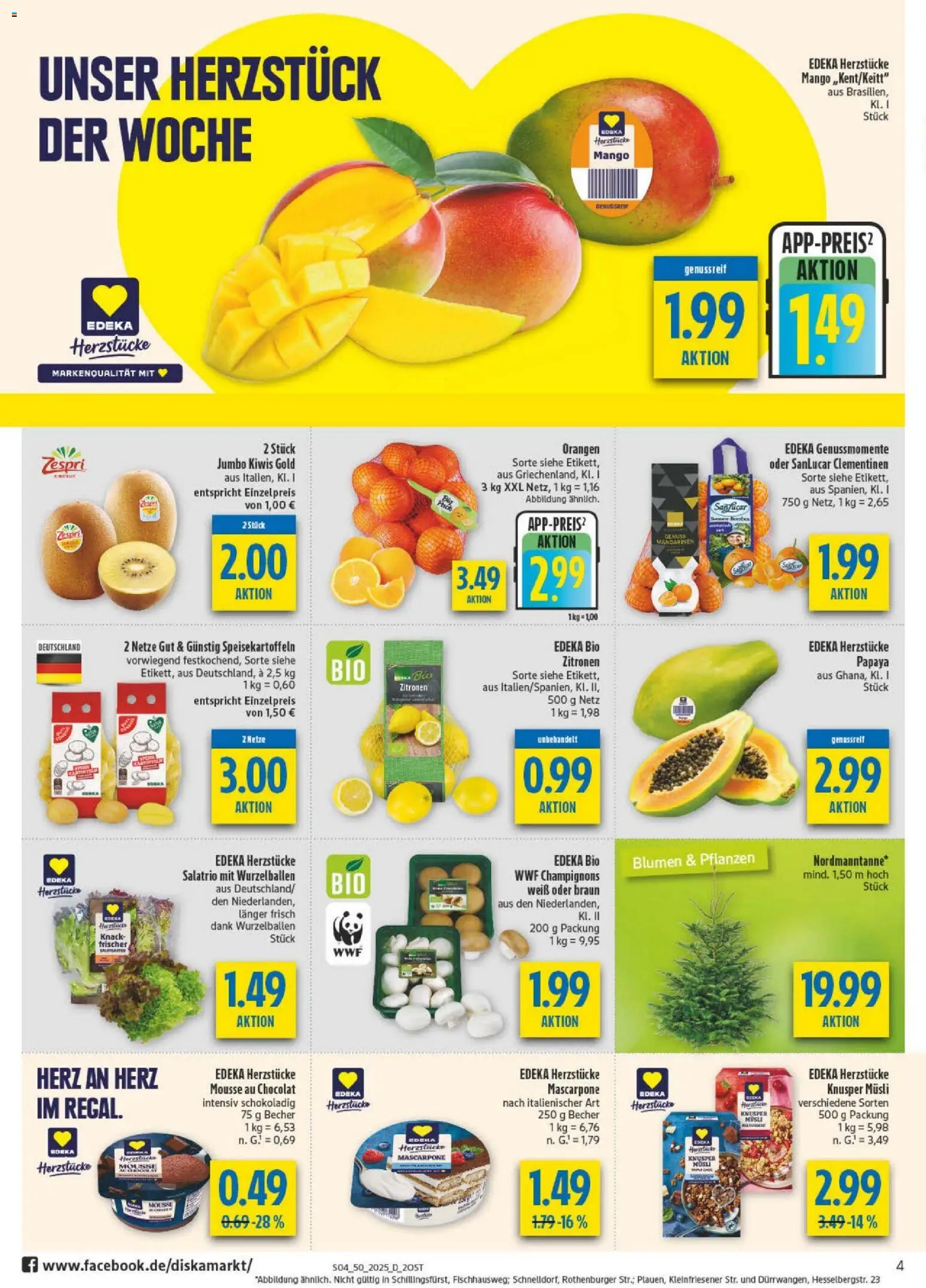 Diska - Diska Angebote Sachsen-Thüringen KW50 – gültig ab 08.12.2025 | Seite: 4 | Produkte: Mascarpone, Mandarinen, Champignons, Mango