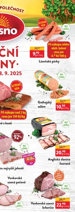 MP Krásno leták od 15.09.2025 | Strana: 2 | Produkty: Šunka, Sud piva, Krkovice, Mozzarella