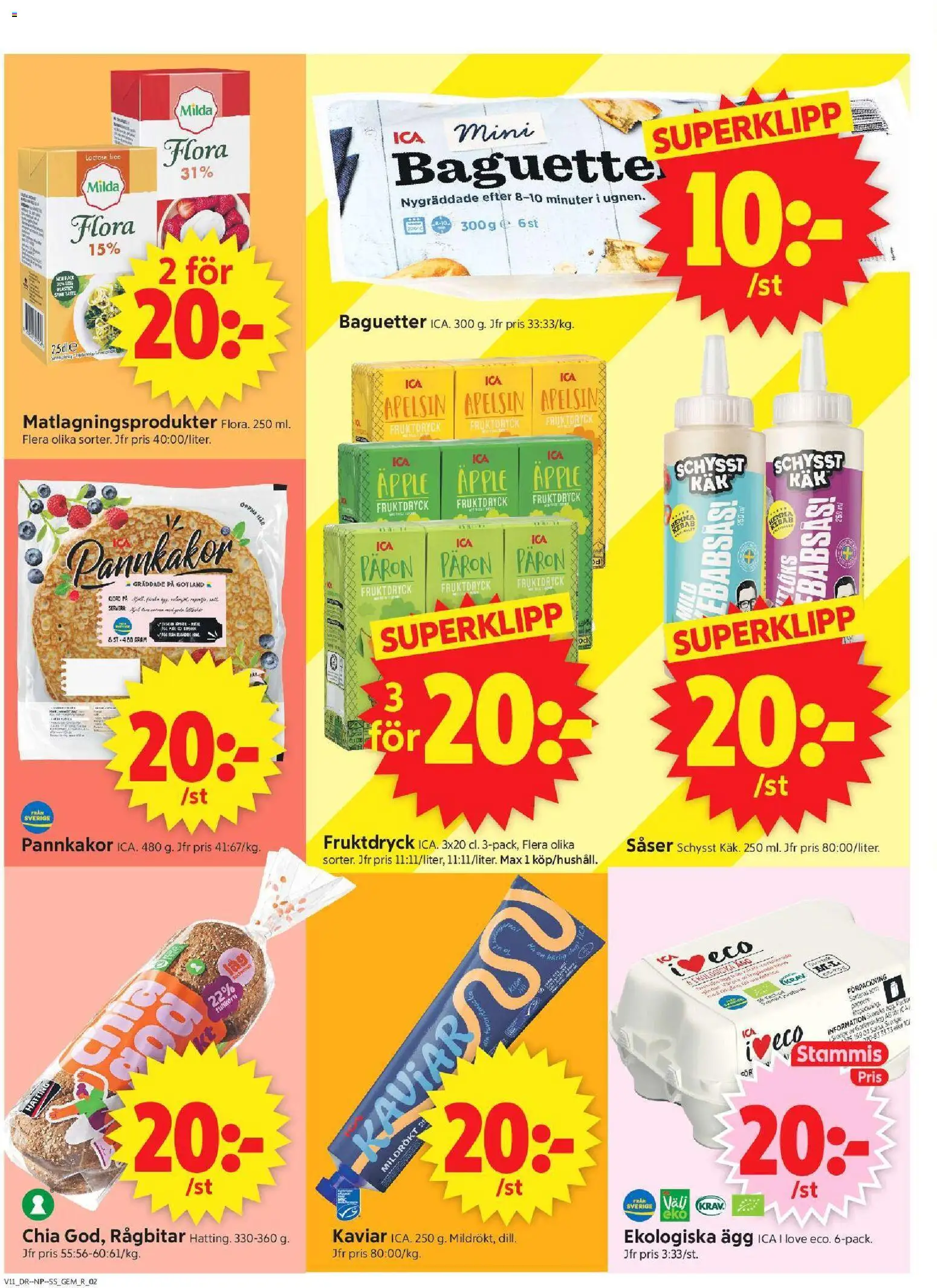 ICA Supermarket reklamblad aktuell från 09.03.2026 | Sida: 2 | Produkter: Baguette, Ägg, Äpple, Apelsin
