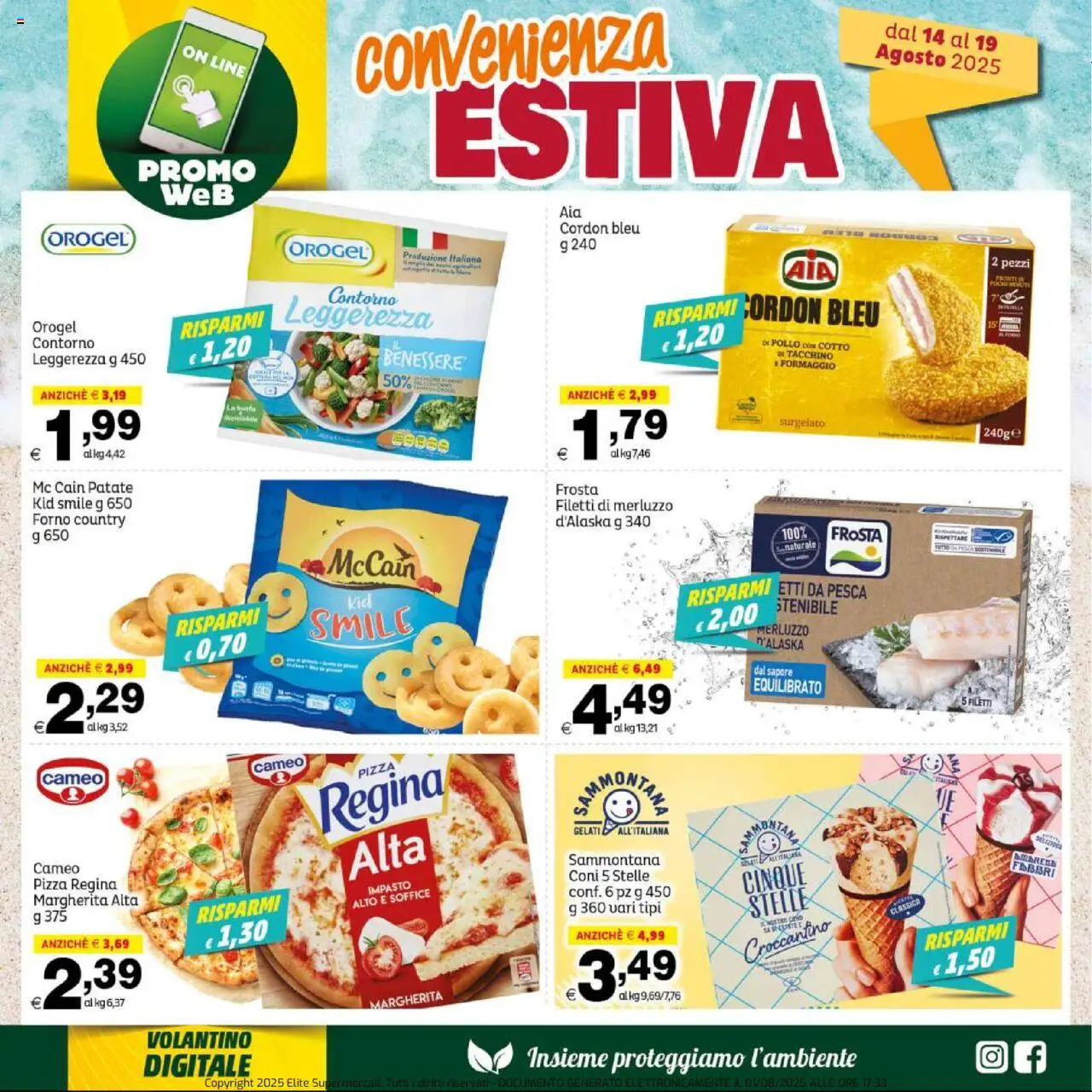 Volantino Elite Supermercati del 14.08.2025 | Pagina: 4 | Prodotti: Merluzzo, Tacchino, Pesca, Forno