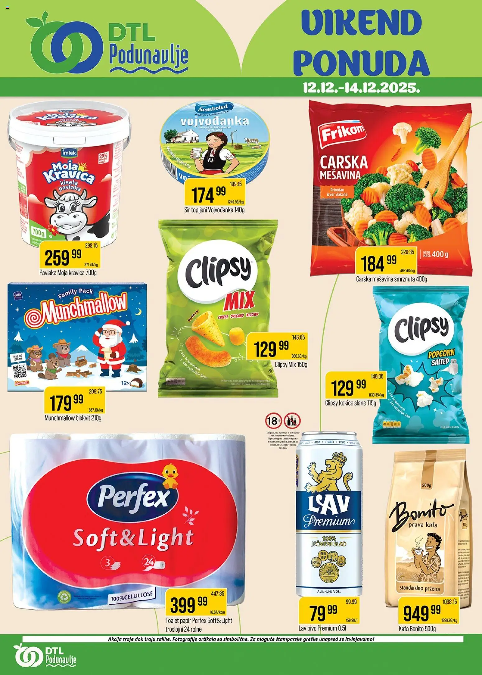 Podunavlje katalog - važi od 12.12.2025 | Strana: 1 | Proizvode: Toalet papir, Sir, Popcorn, Pavlaka