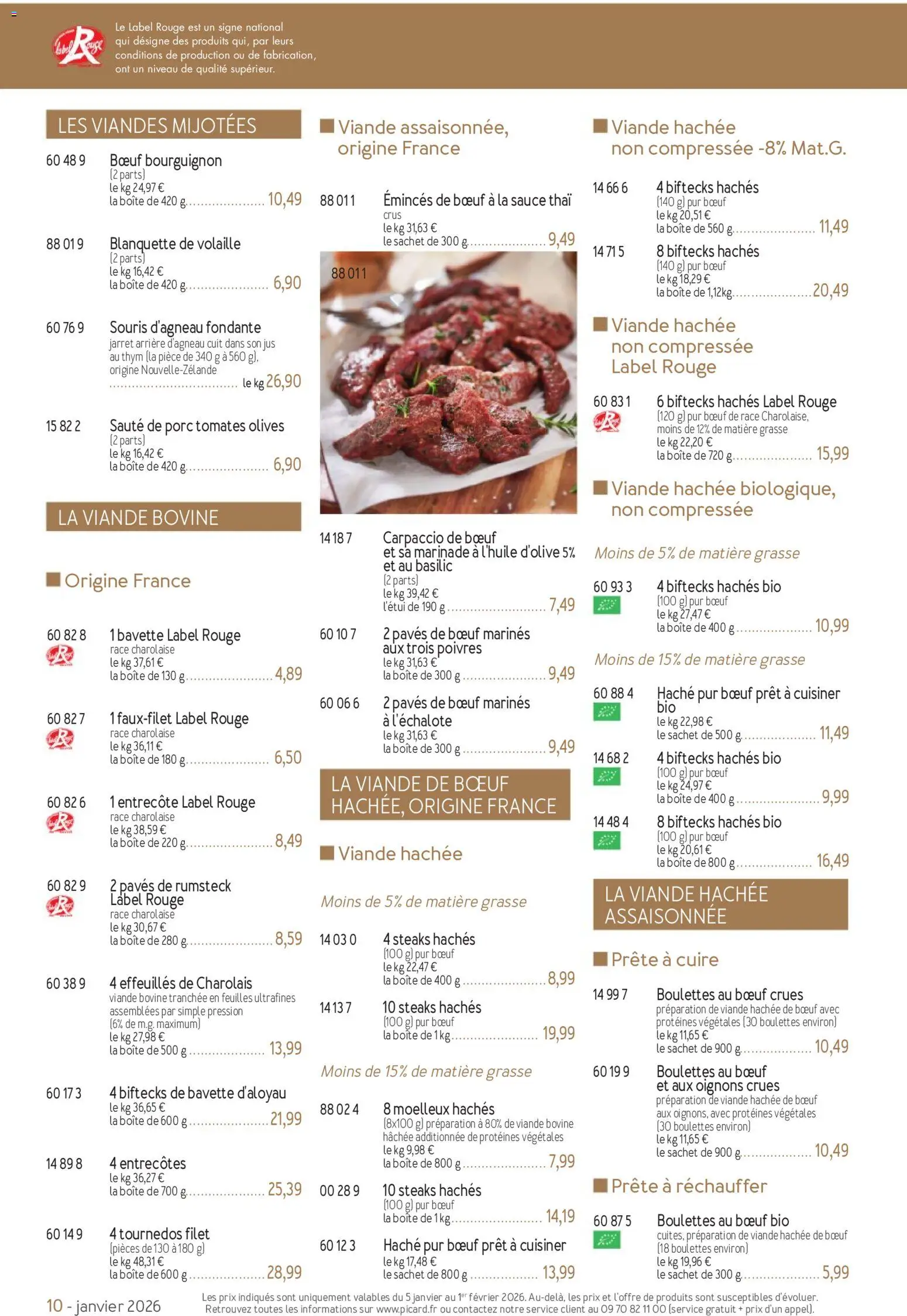 {H1} | Page: 10 | Produits: Sauté de porc, Jus, Rumsteck, Oignons