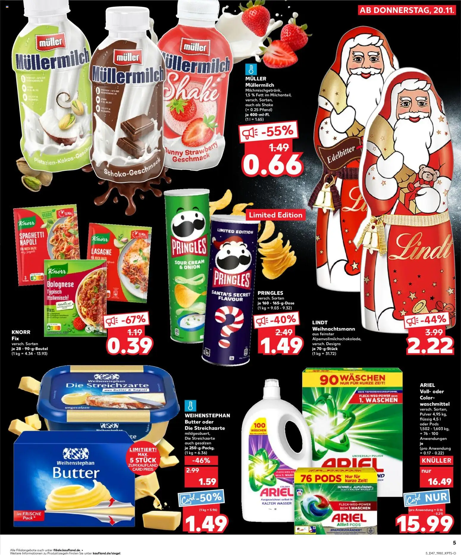 Kaufland prospekt Berlin	 – gültig ab 23.11.2025 | Seite: 5 | Produkte: Butter, Weihenstephan butter, Wasser, Waschmittel